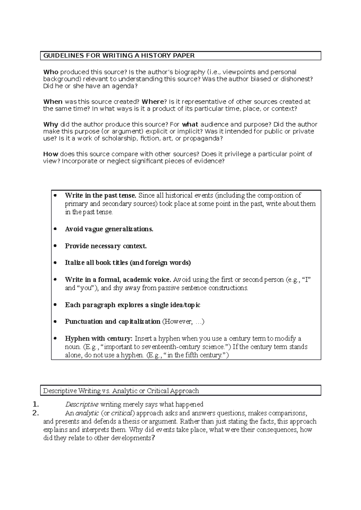 history research paper guidelines