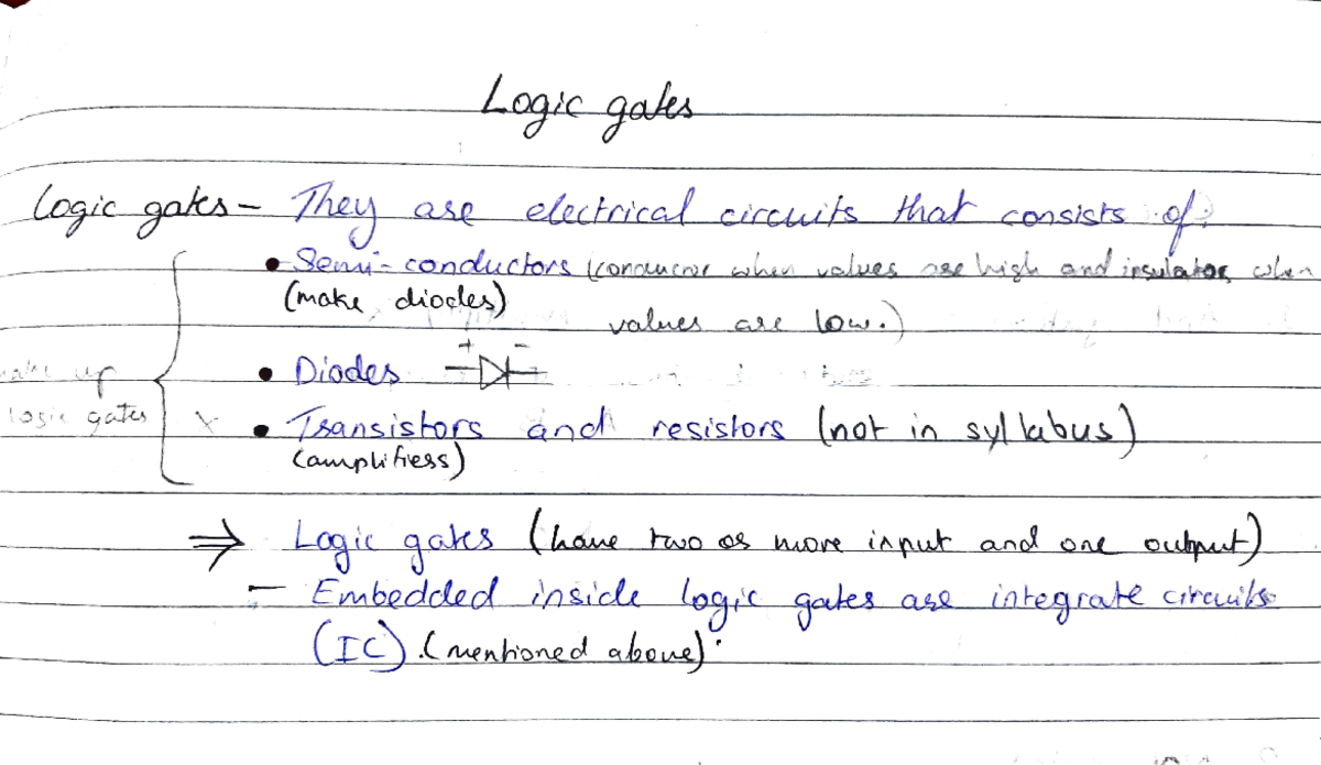 Igcse Physics Logic Gates Notes Logic gales Lagic gokA= hey