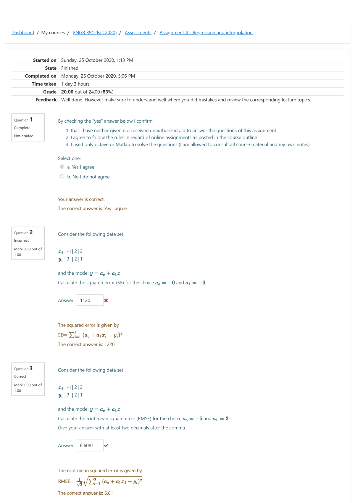 Assignment 4 - Regression and interpolation Solution - Question 3 ...