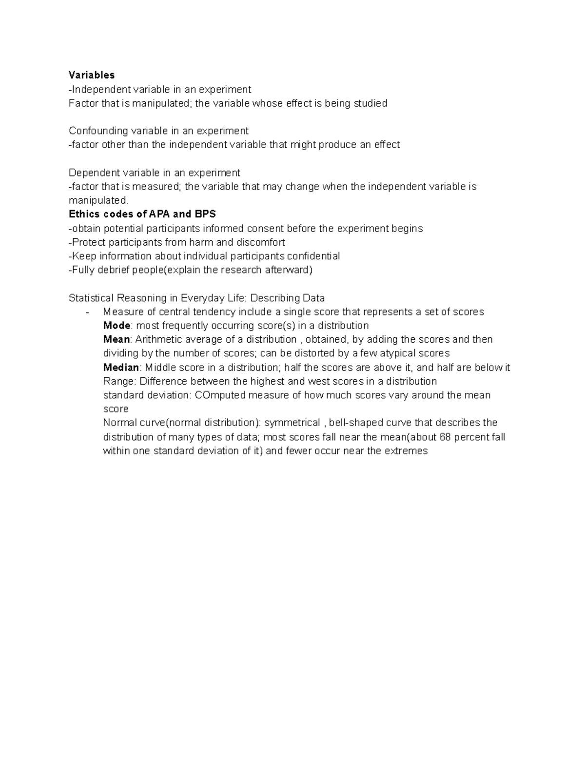 PSYChapter 1 1-18-23 short version - Variables -Independent variable in ...