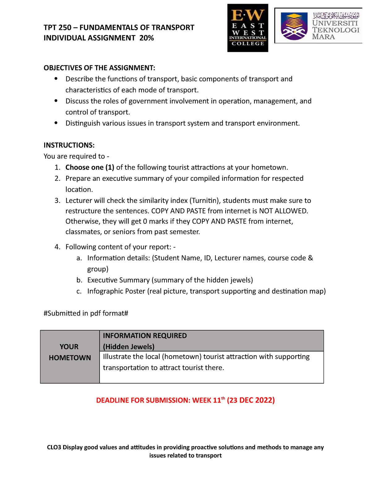 individual assignment tpt250