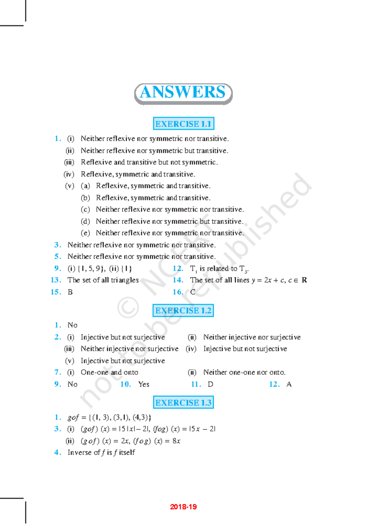 Lemh108 - It's plus two Mathematics - 268 MATHEMATICS EXERCISE 1. 1. (i ...