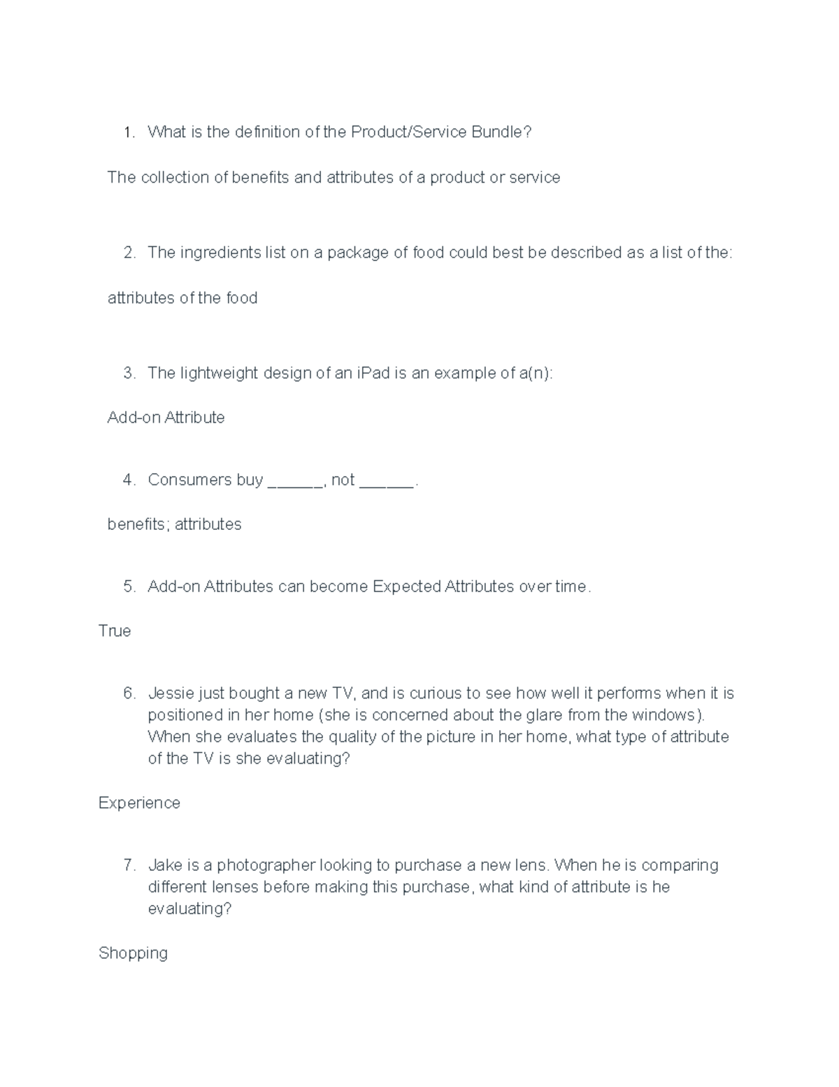 MKTG Quiz 5 Quiz 100 What is the definition of the Product