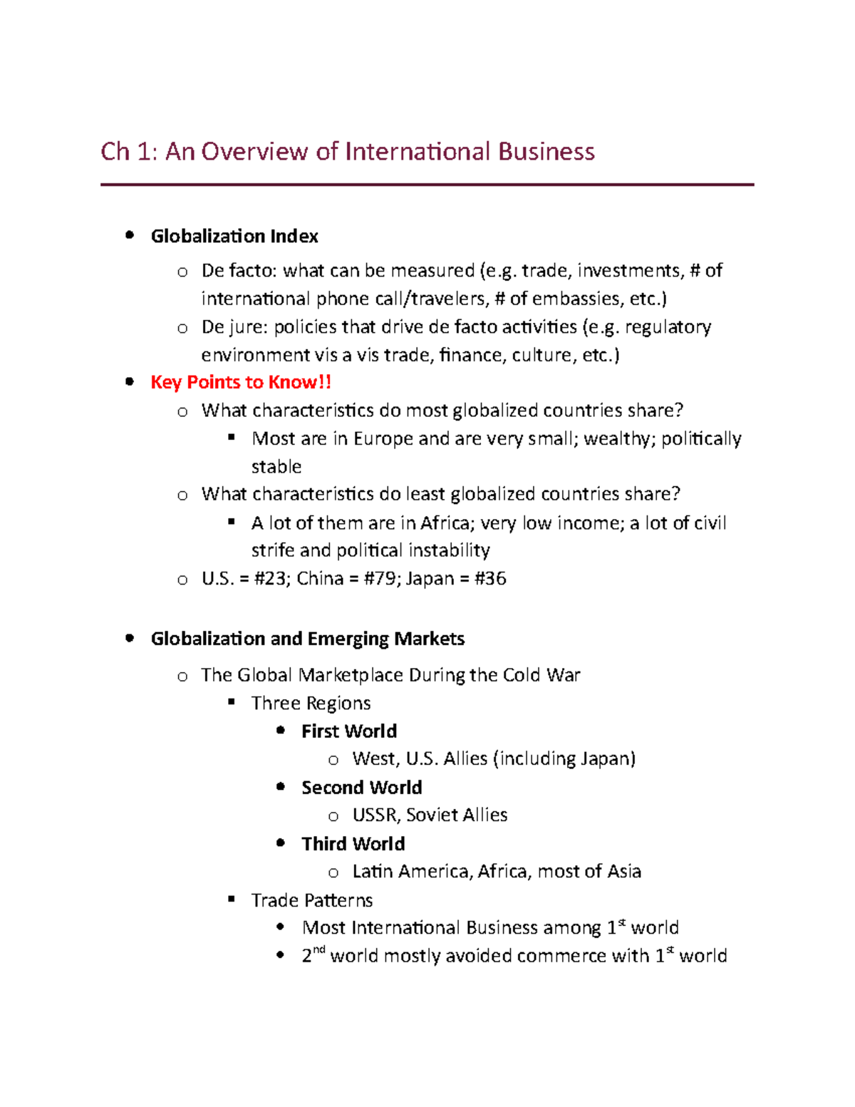 GEB3373- Week 2 Notes (9:9) - Ch 1: An Overview of International ...