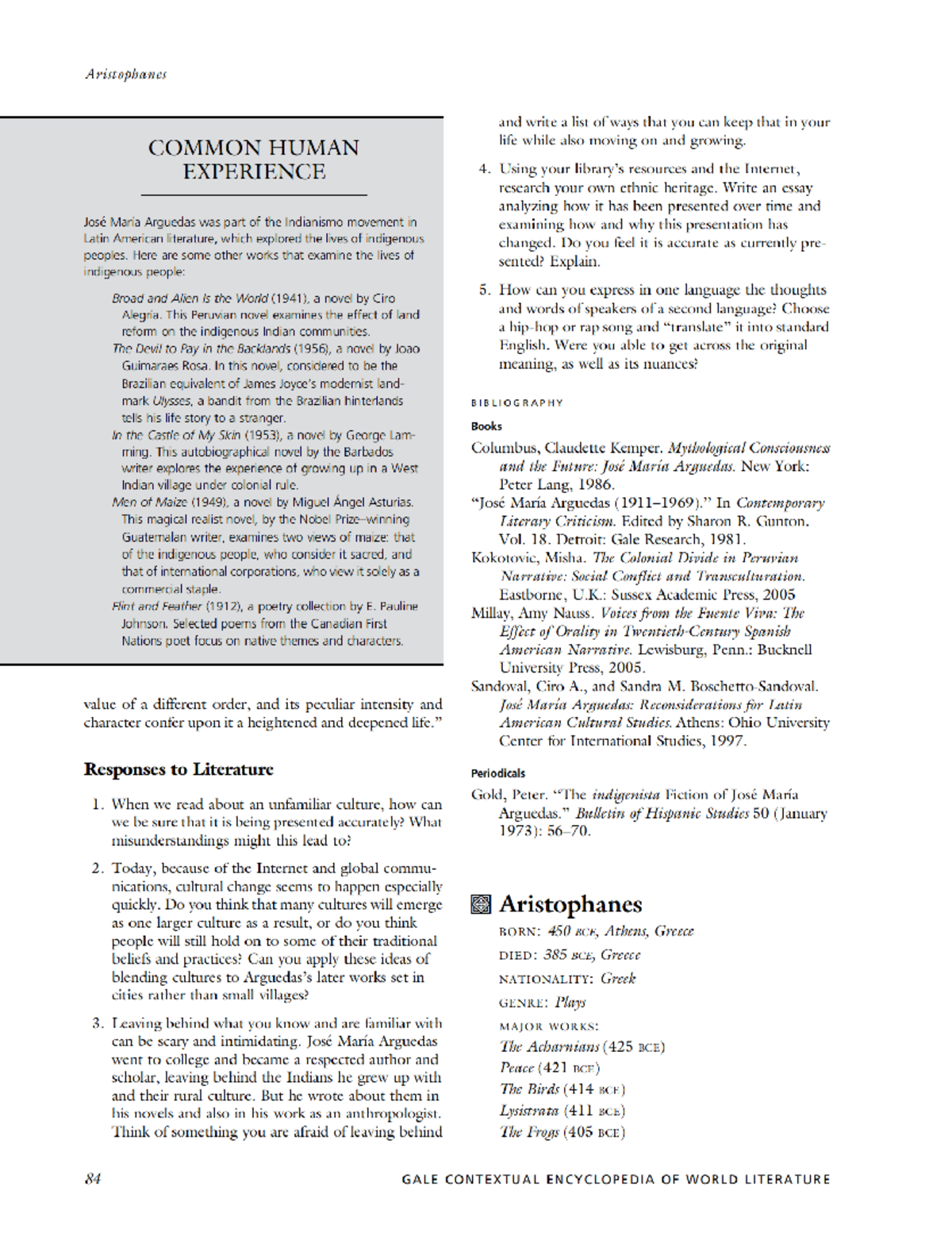 Gale Contextual Encyclopedia of World Literature A C Vol 1 2009 109 ...