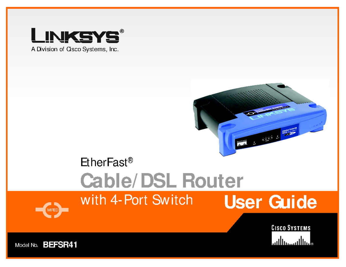 Befsr 41 V4-UG-Rev A - Thank you for choosing the EtherFast Cable/DSL ...