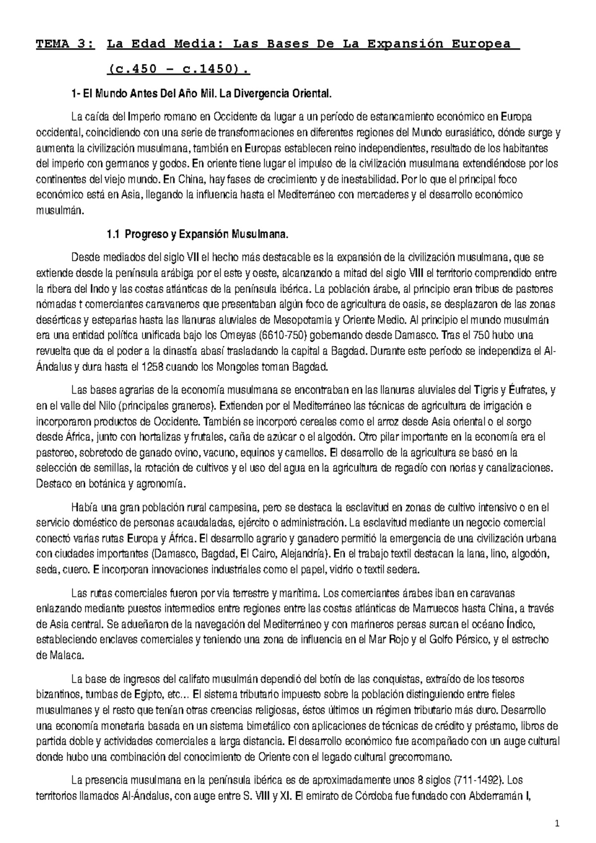 Tema 3 La Edad Media Las Bases De La Expansion Europea Tema La Edad Media Las Bases De La Expansi Europea 450 1450 El Mundo Antes Del Mil La Divergencia Studocu