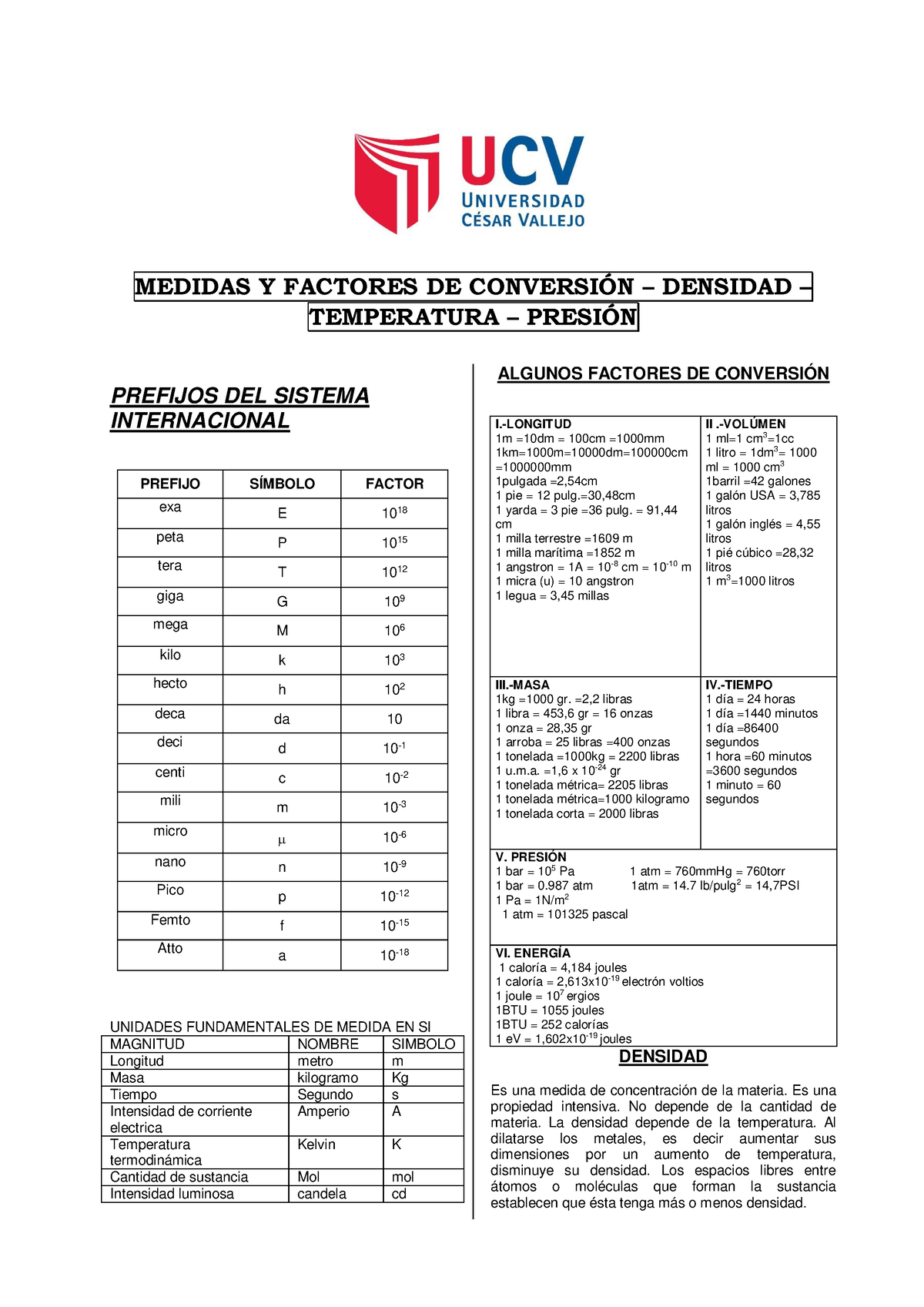 Conversion Unidades UCV - MEDIDAS Y FACTORES DE CONVERSI”N – DENSIDAD ...