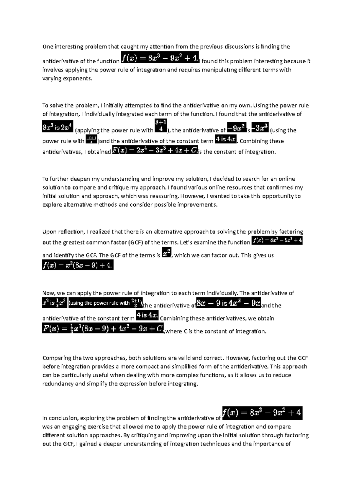 Journal - MATH 1211-01 - One interesting problem that caught my ...