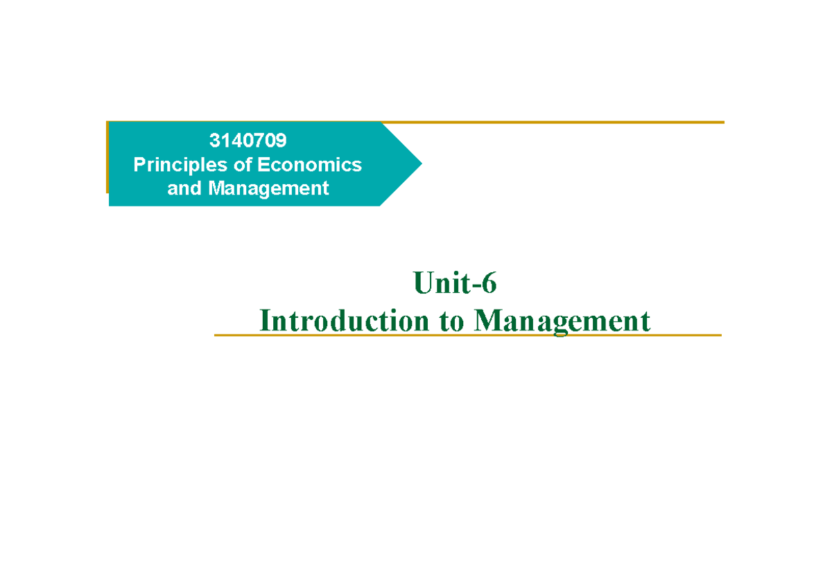 Unit 6 - Mskkskksks - 3140709 Principles Of Economics And Management ...