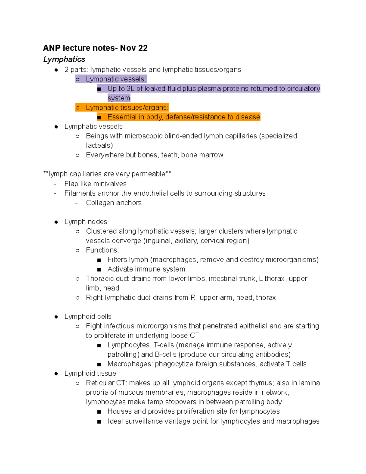 ANP 1105 Lecture Notes- Nov 22, 2022 - ANP Lecture Notes- Nov 22 ...