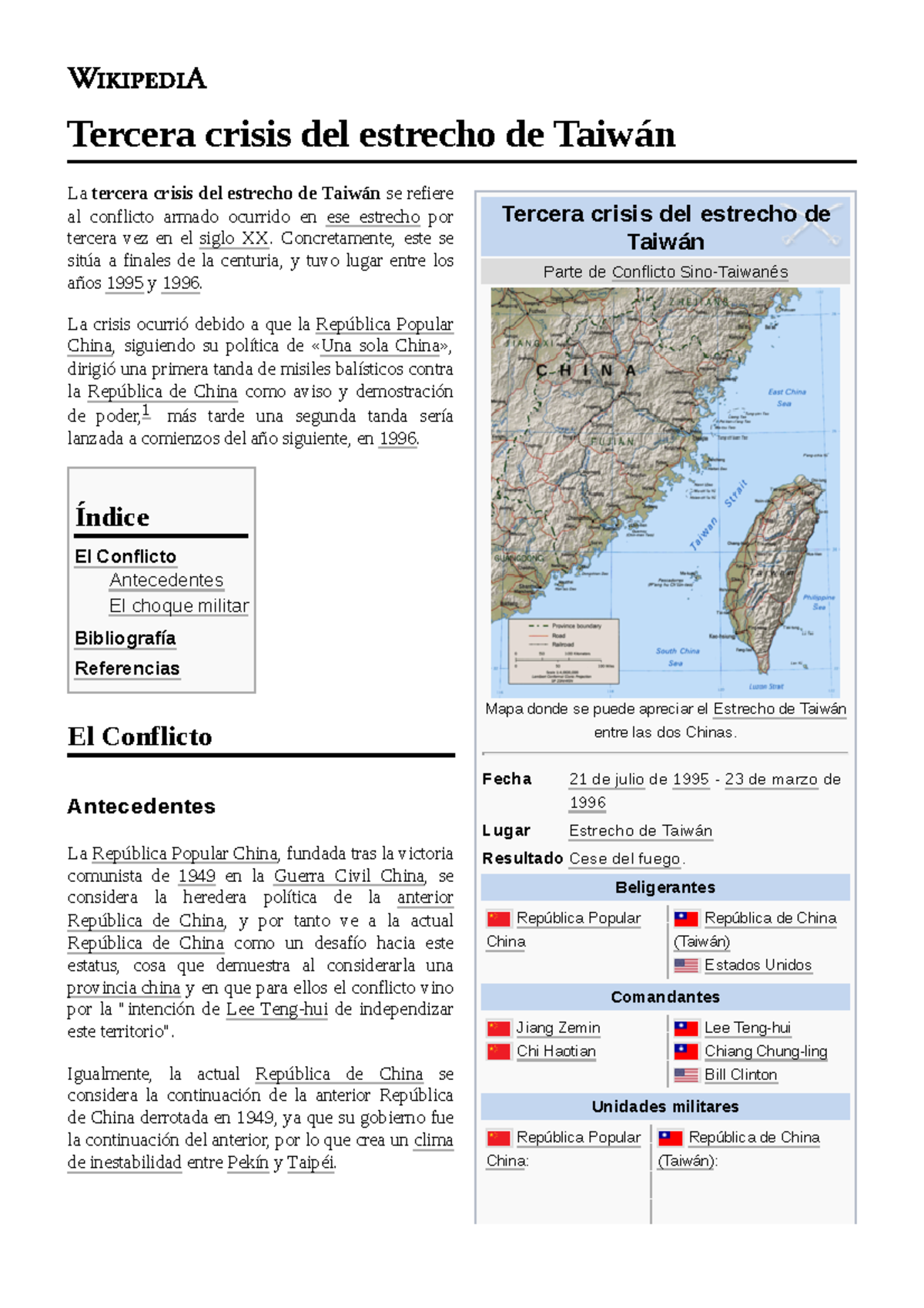 Tercera crisis del estrecho de Taiwán Tercera crisis del estrecho de