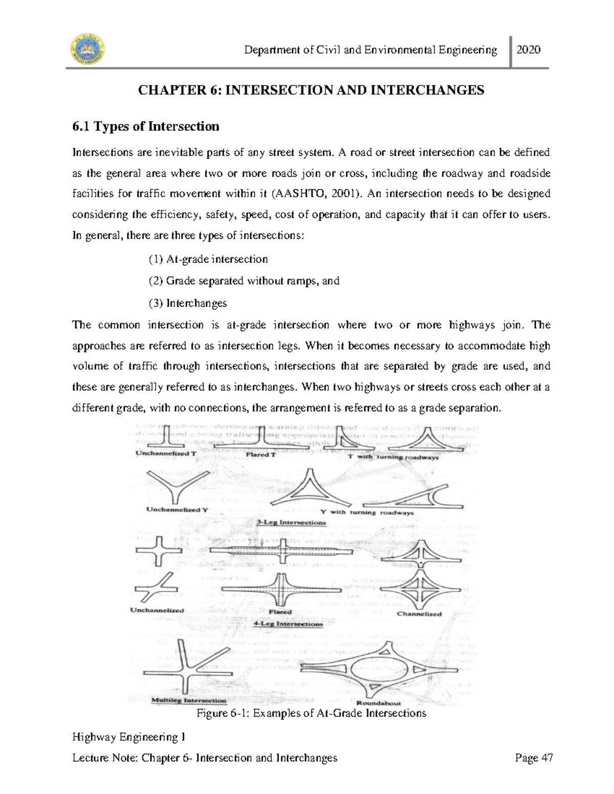 Intersections - Transport ENG. Notes - Highway Engineering I CHAPTER 6 ...
