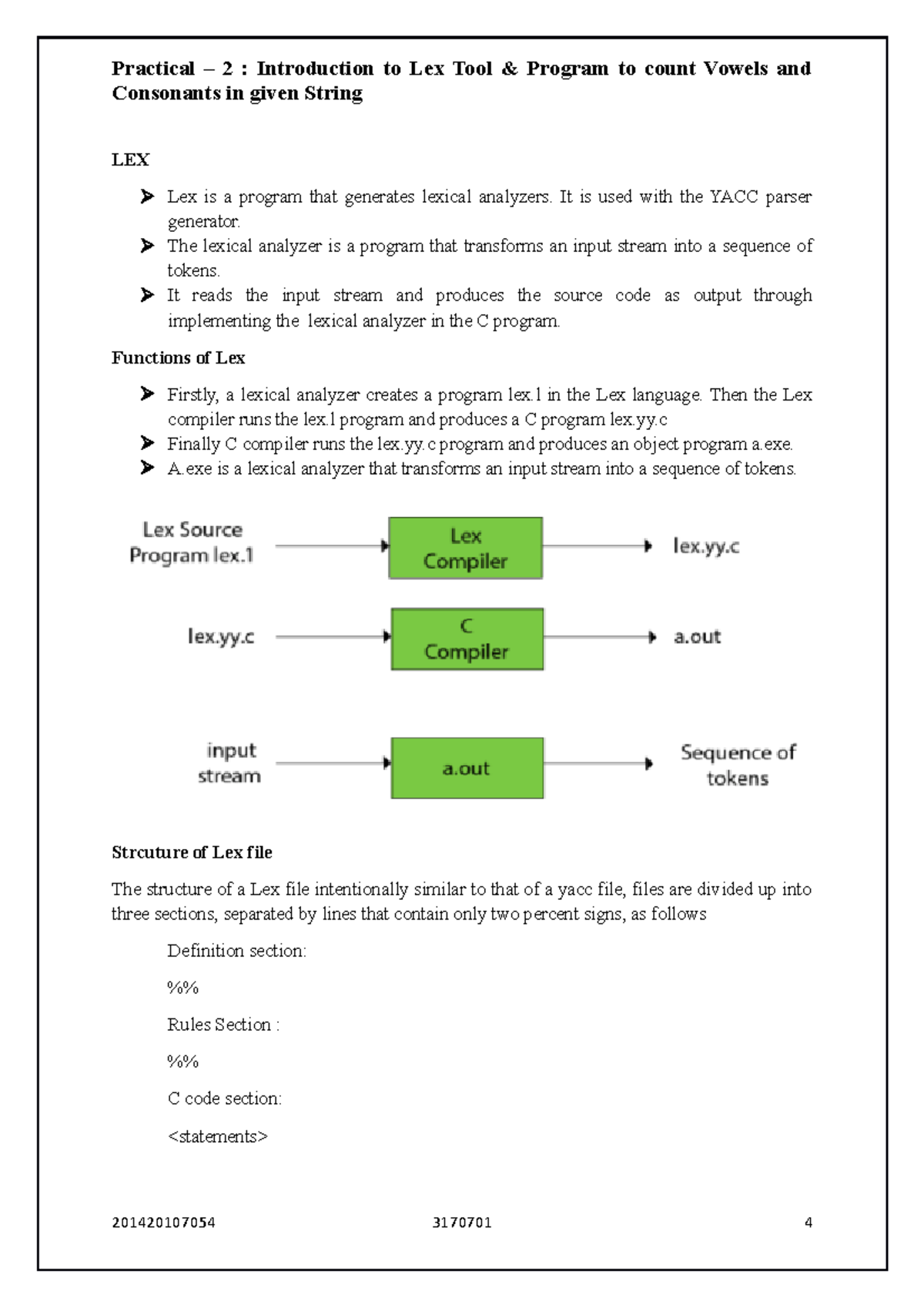 Practical - 2 cd - pratical 2 - Consonants in given String LEX Lex is a ...