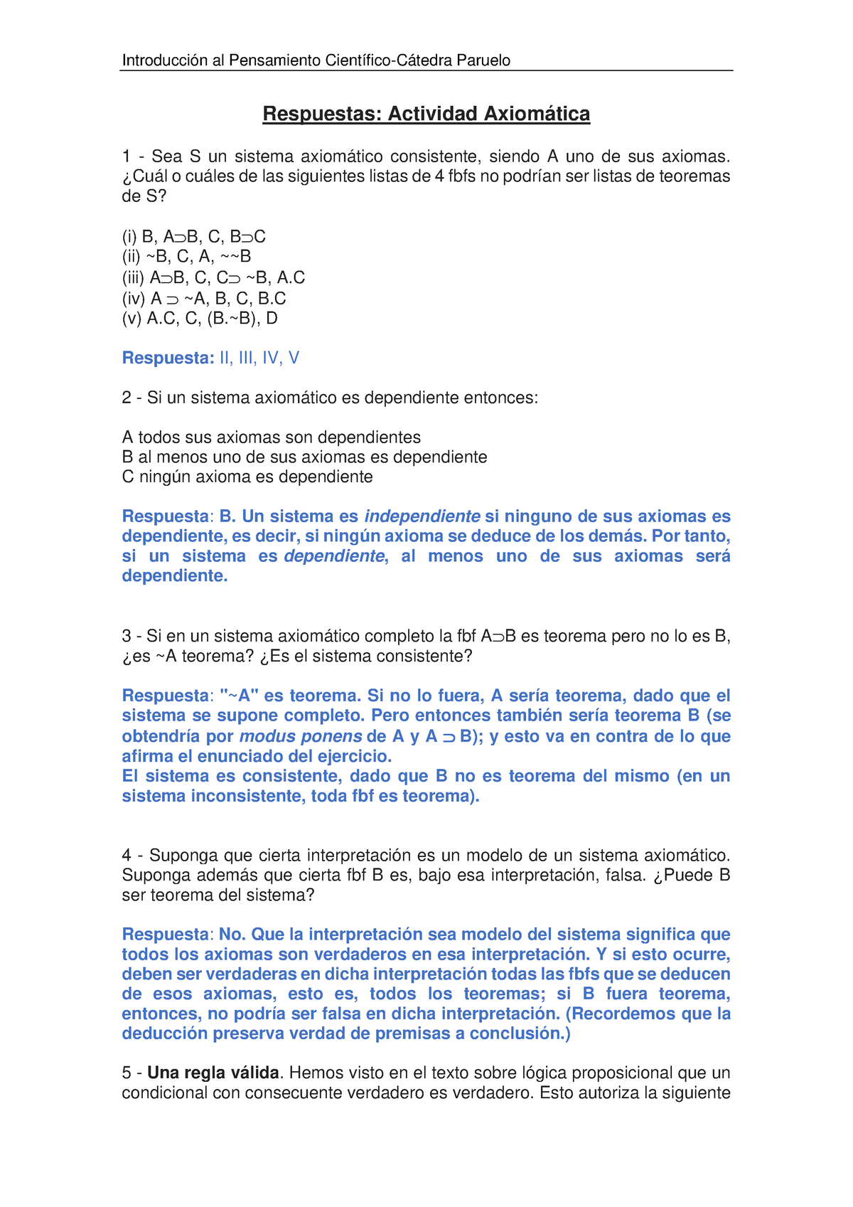 á - Introducción al Pensamiento  Científico-Cátedra Paruelo Respuestas: - Studocu