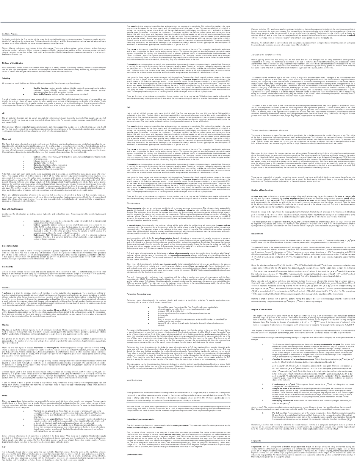 Forensics Cheat Sheet For Sci Oly Qualitative Analysis Qualitative Analysis Is The First 9570