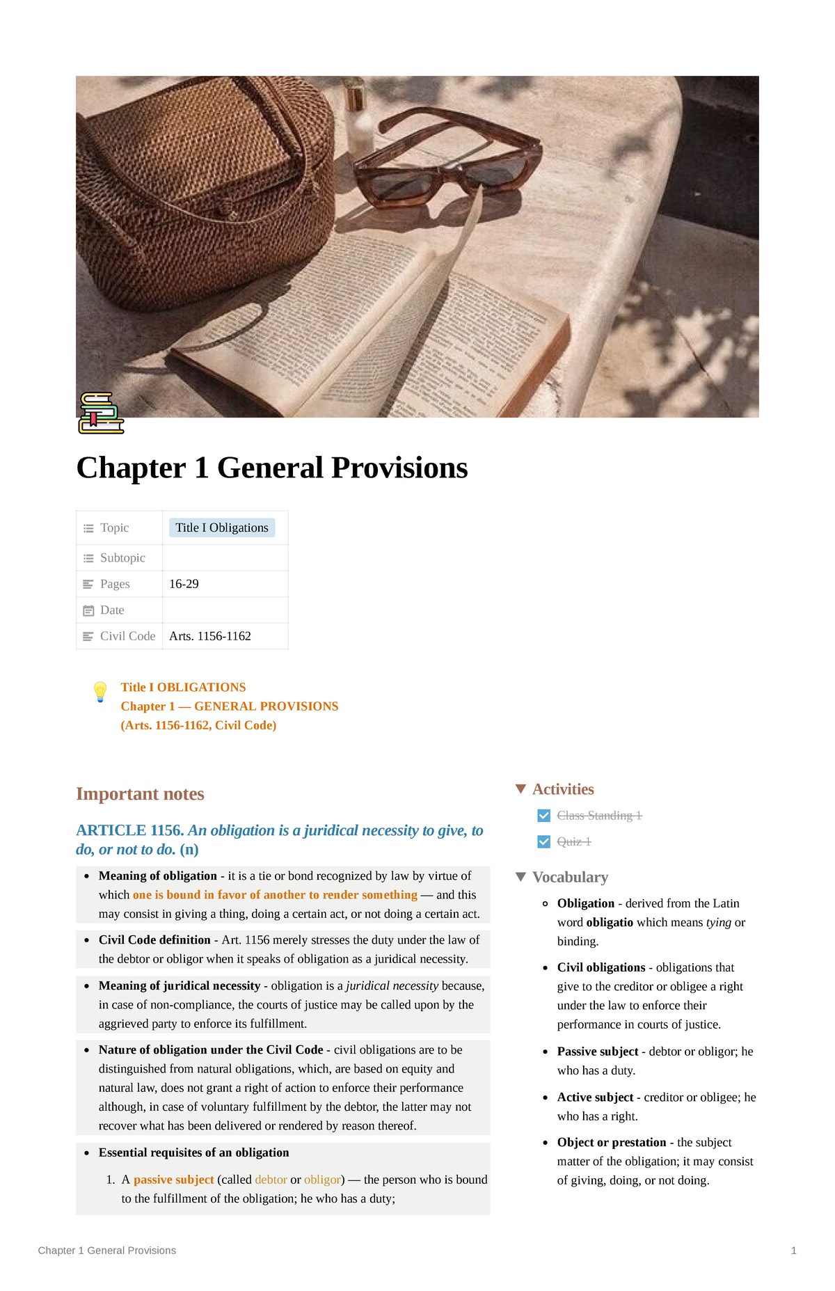 The Law On Obligations And Contracts: Chapter 1 General Provisions ...