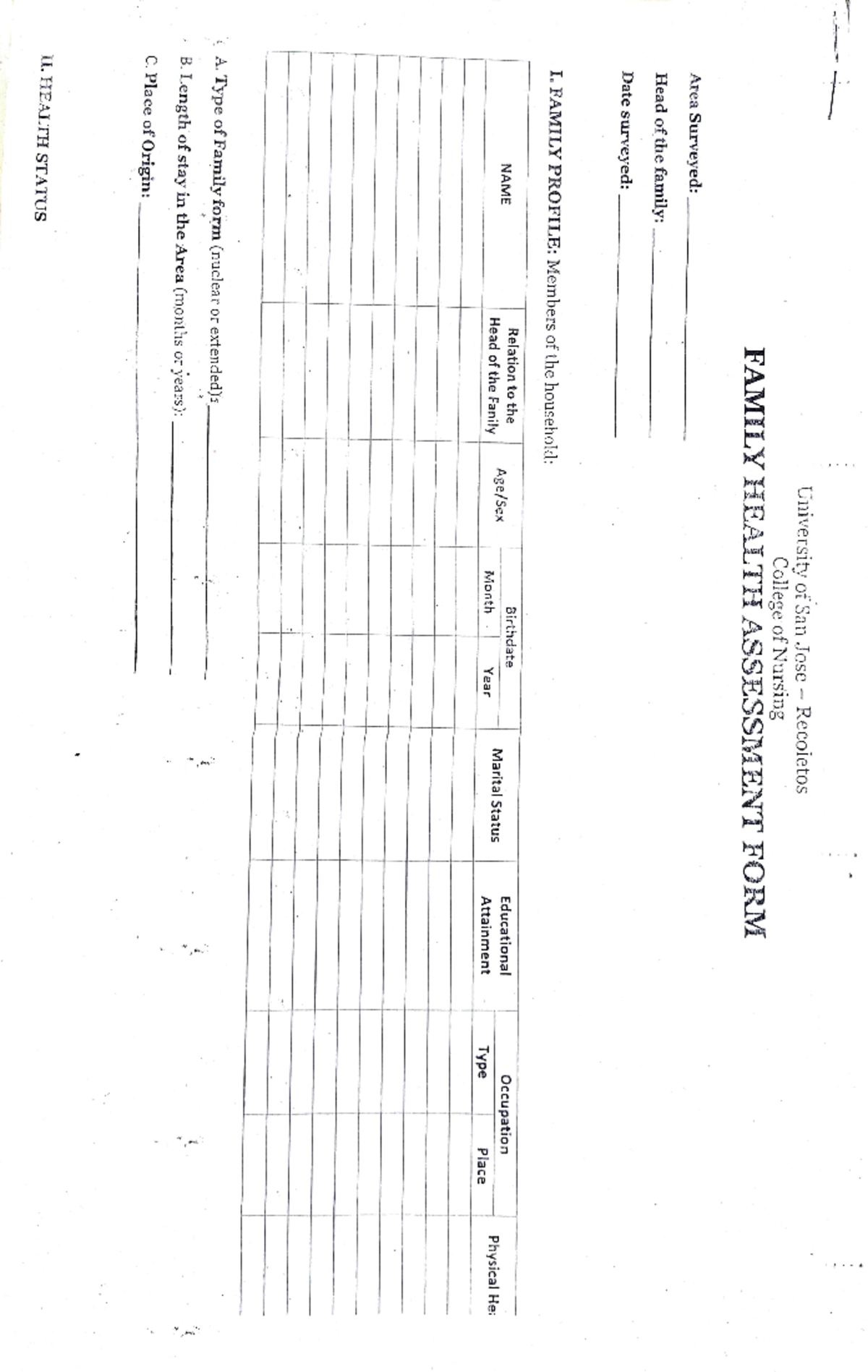 Famassesmentform - Family Assessment Health Form ...