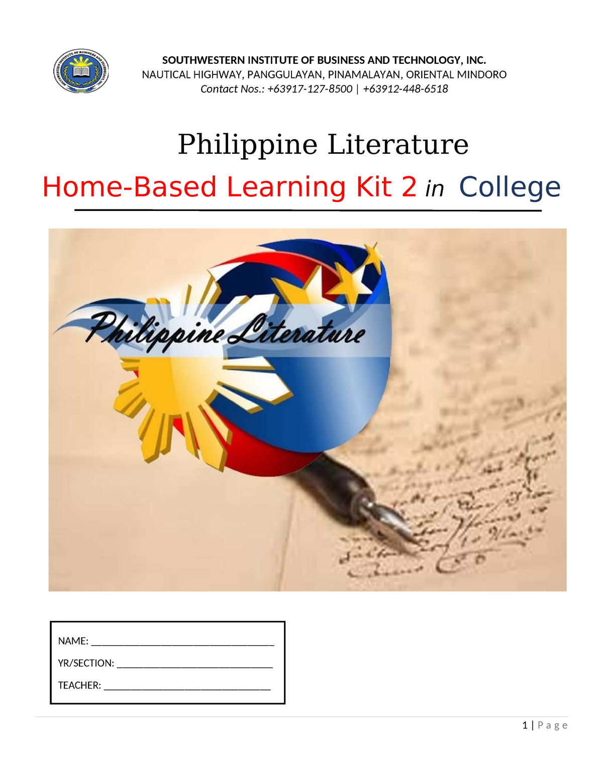 Phil - Its Good - Philippine Literature Home-Based Learning Kit 2 In ...