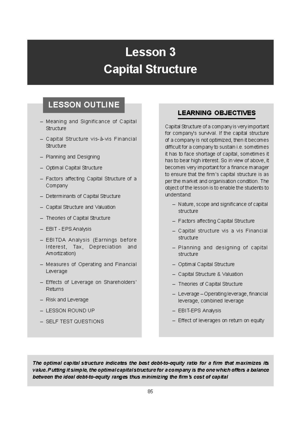 Capital Structures - ITS LECTURE NOTES - Bachelor of commerce (bcom ...