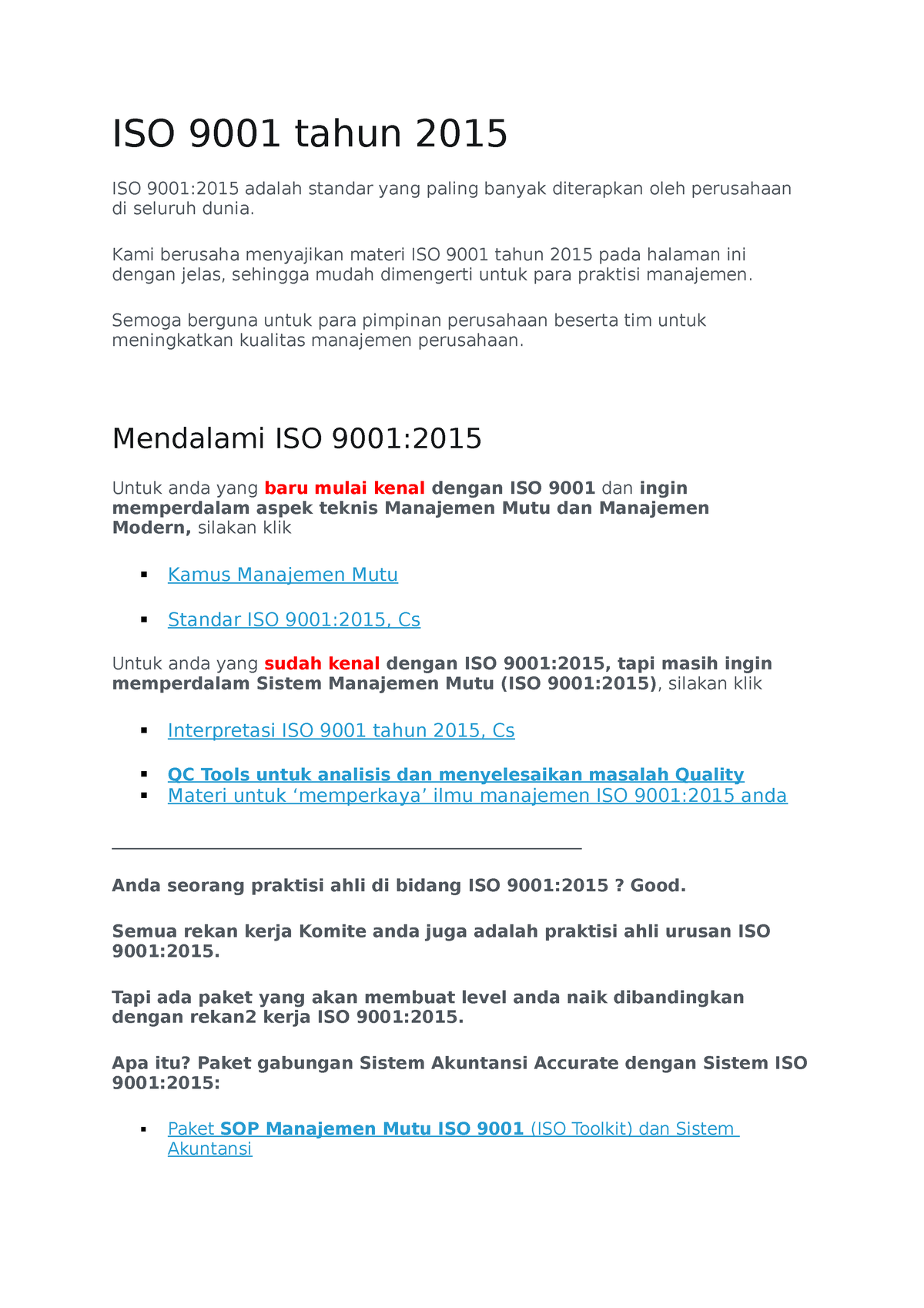 ISO 9001 Tahun 2015 - ISO 9001:2015 Merupakan Standar Manajemen Mutu ...