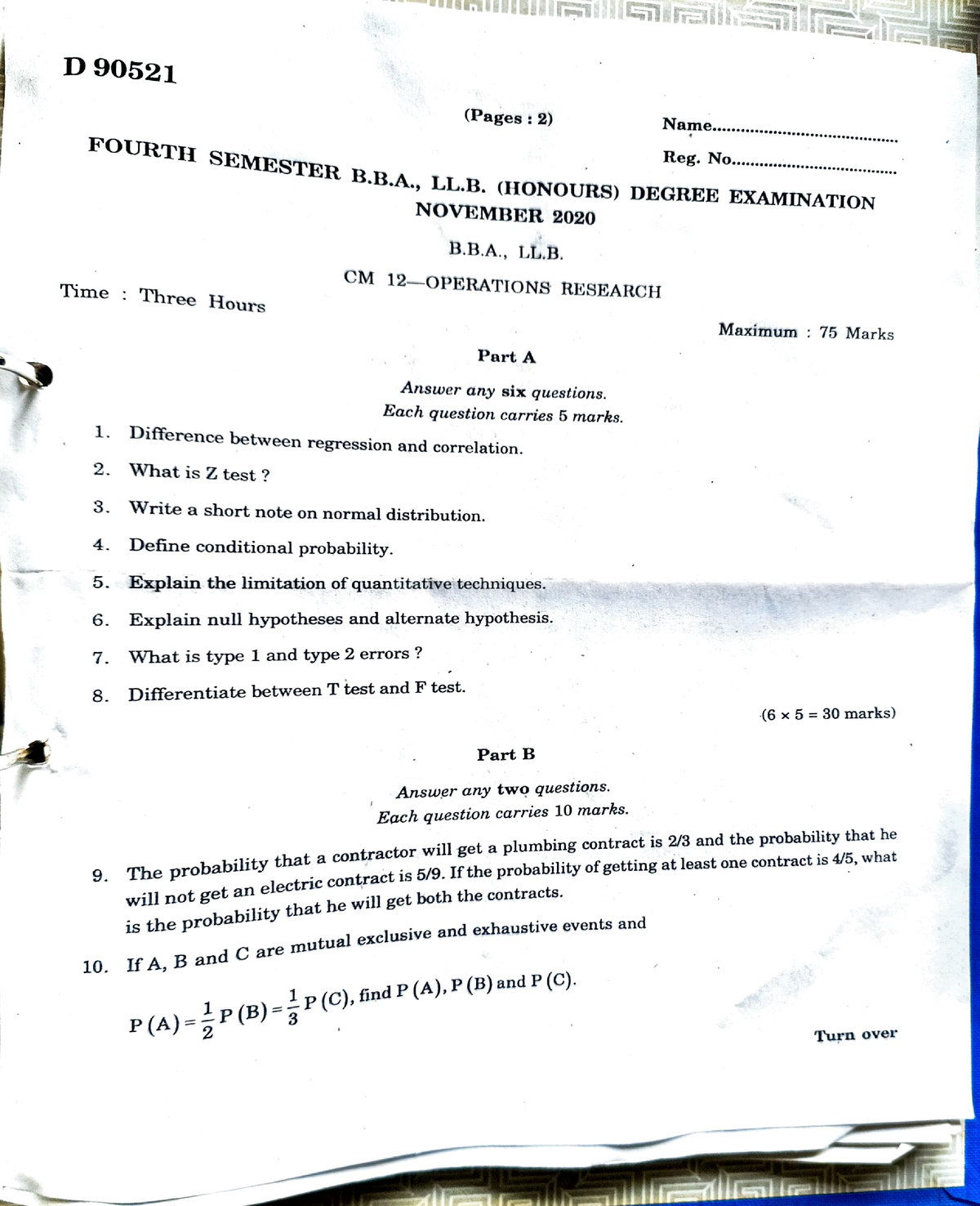 operations research question paper 2021