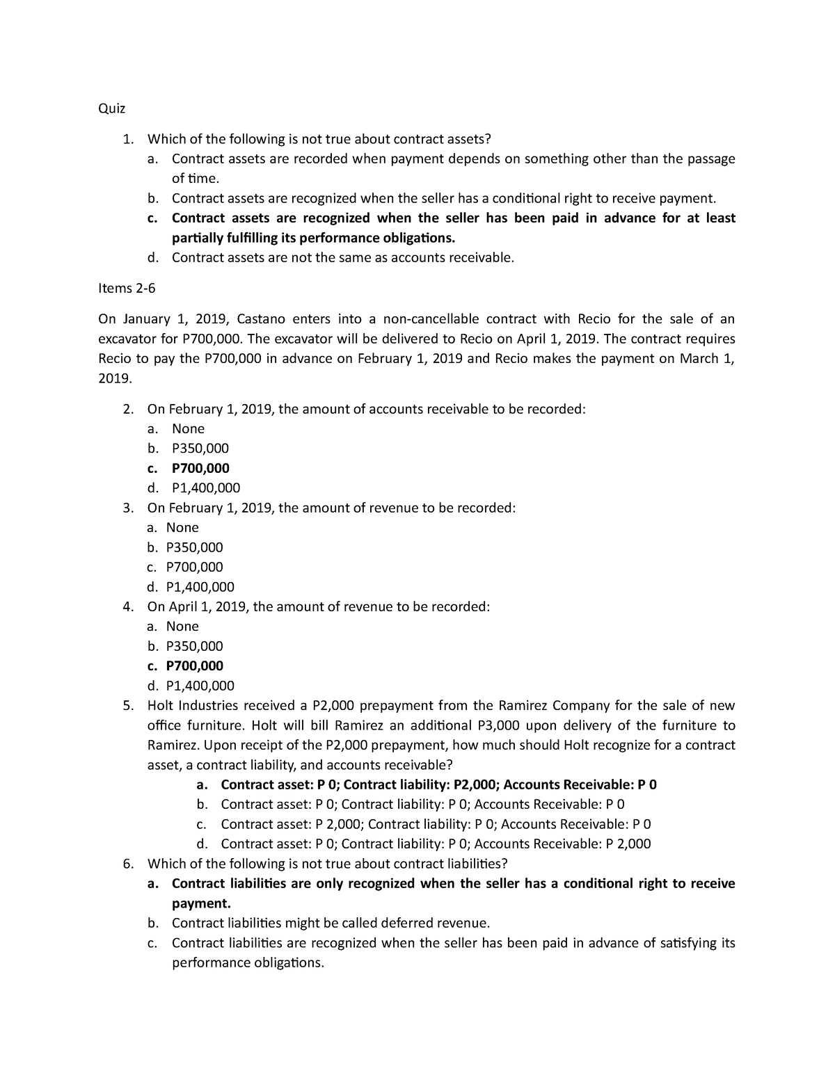 PFRS 15 Quizzer - PFRS 15 - Quiz Which Of The Following Is Not True ...