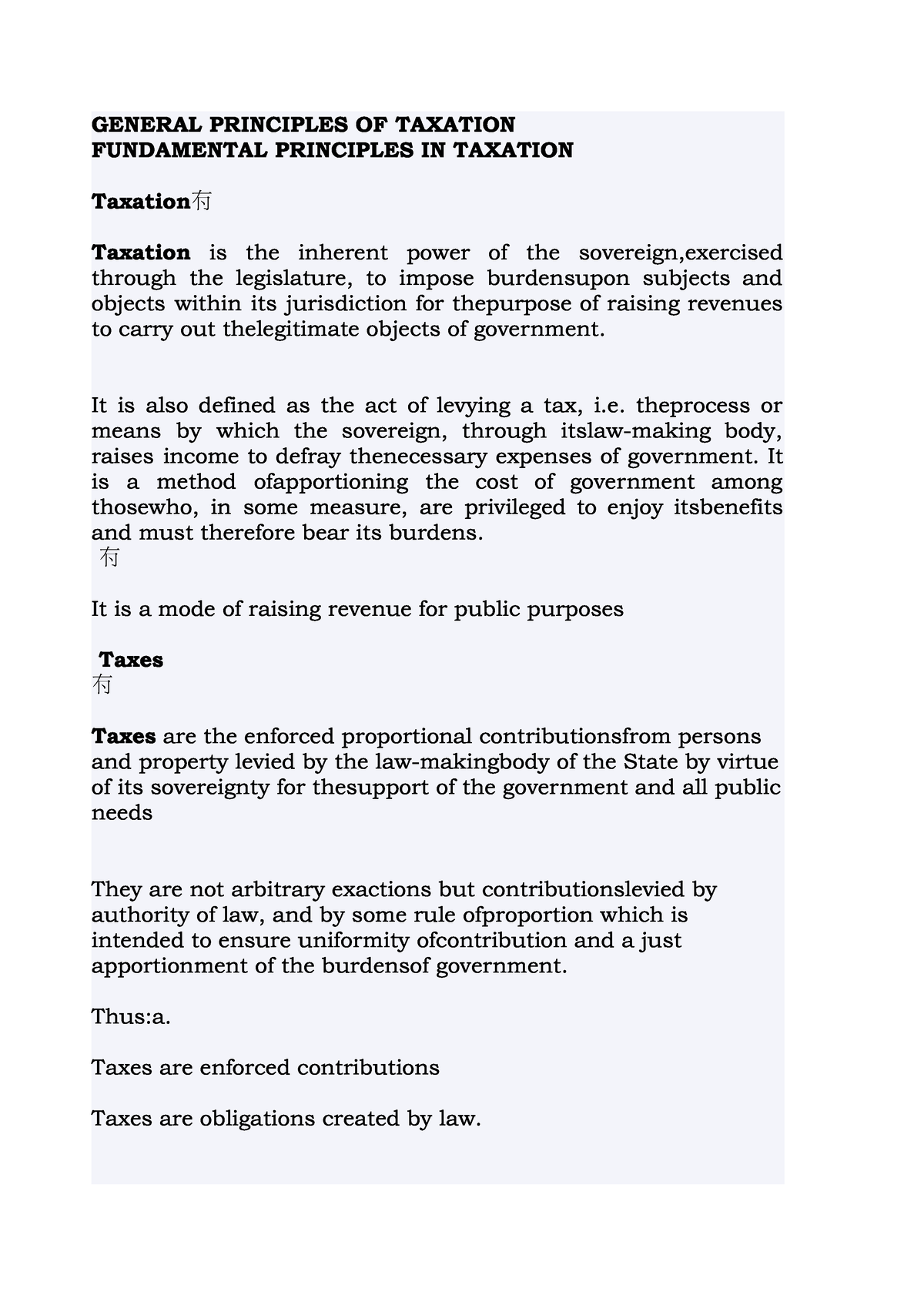 Principles Of Taxation - GENERAL PRINCIPLES OF TAXATION FUNDAMENTAL ...