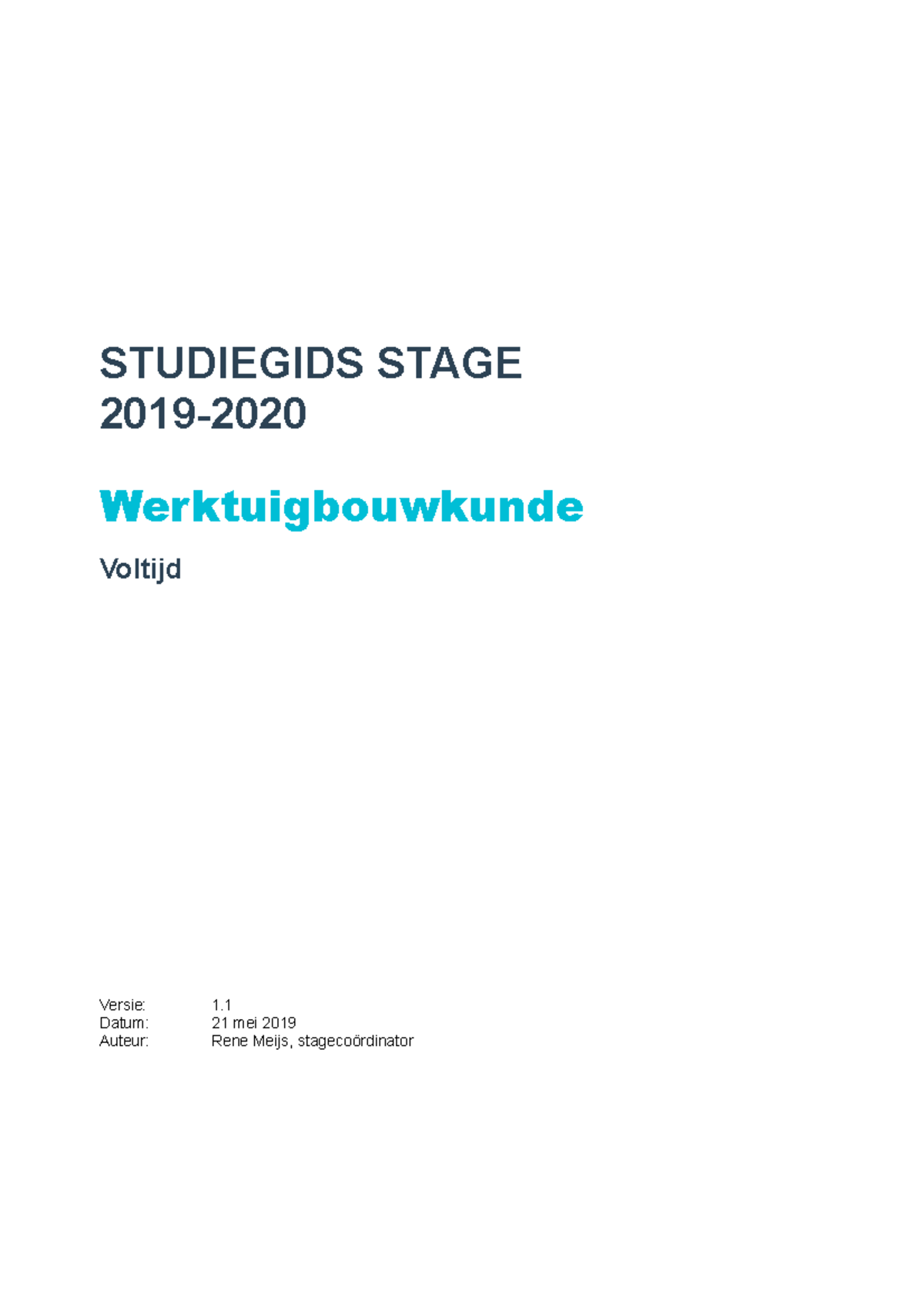 Studiegids Stage Werktuigbouwkunde - Stage - HHS - Studeersnel