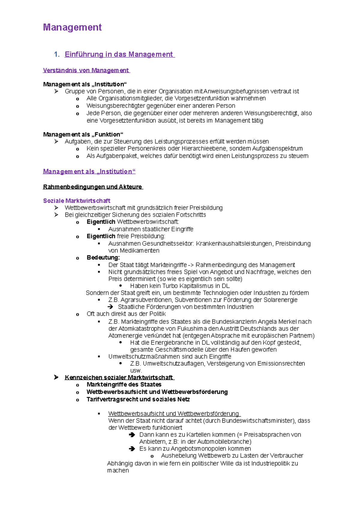 Management - 1. Einf&uuml;hrung in das Management Verst&auml;ndnis von Management