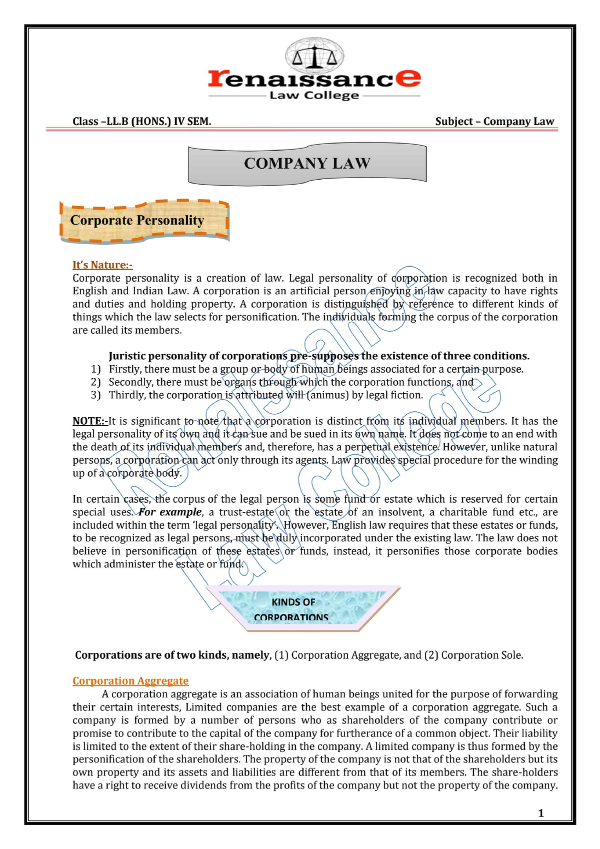 Company-Law - Notes - Company Law - Studocu