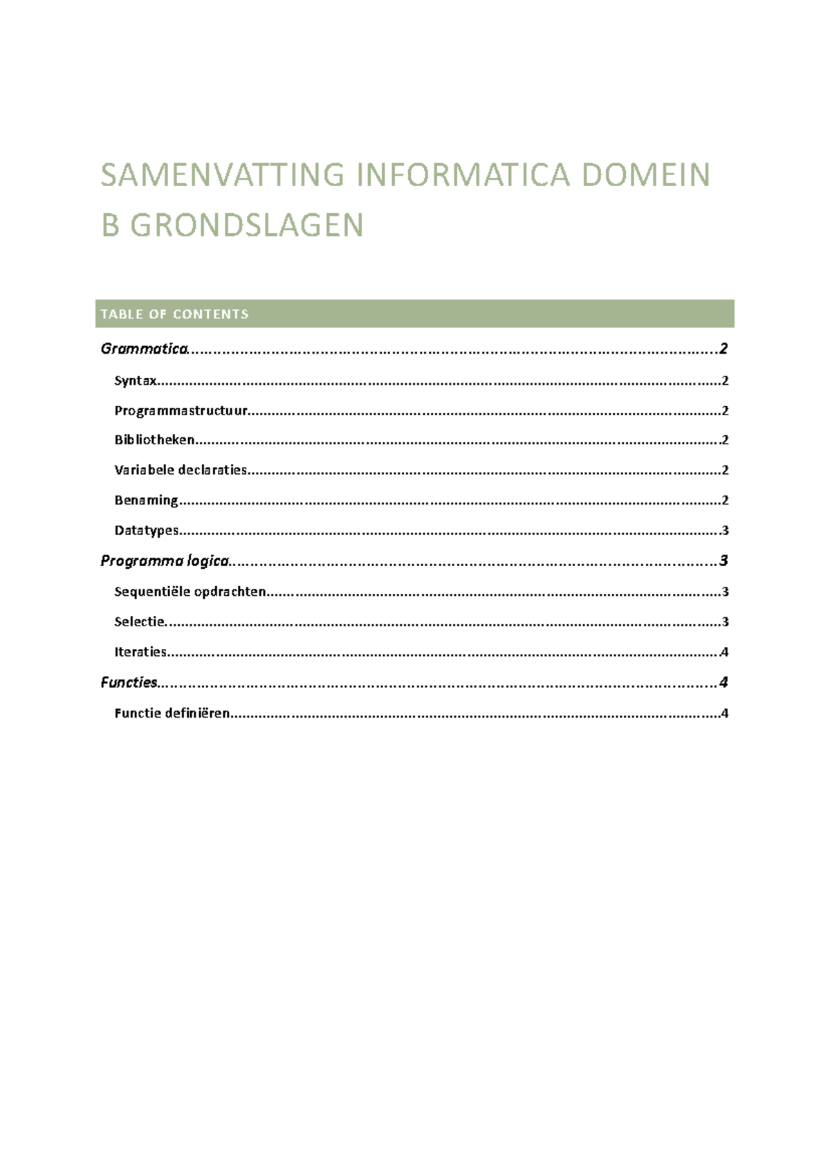 Samenvatting Informatica Domein B Grondslagen - SAMENVATTING ...