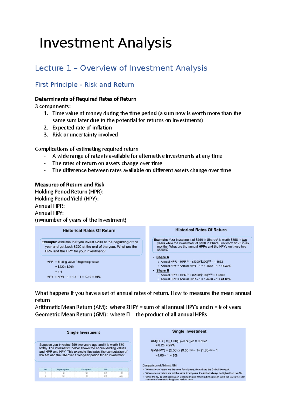 Investment Analysis Questions Needed To Assist Students - Investment ...