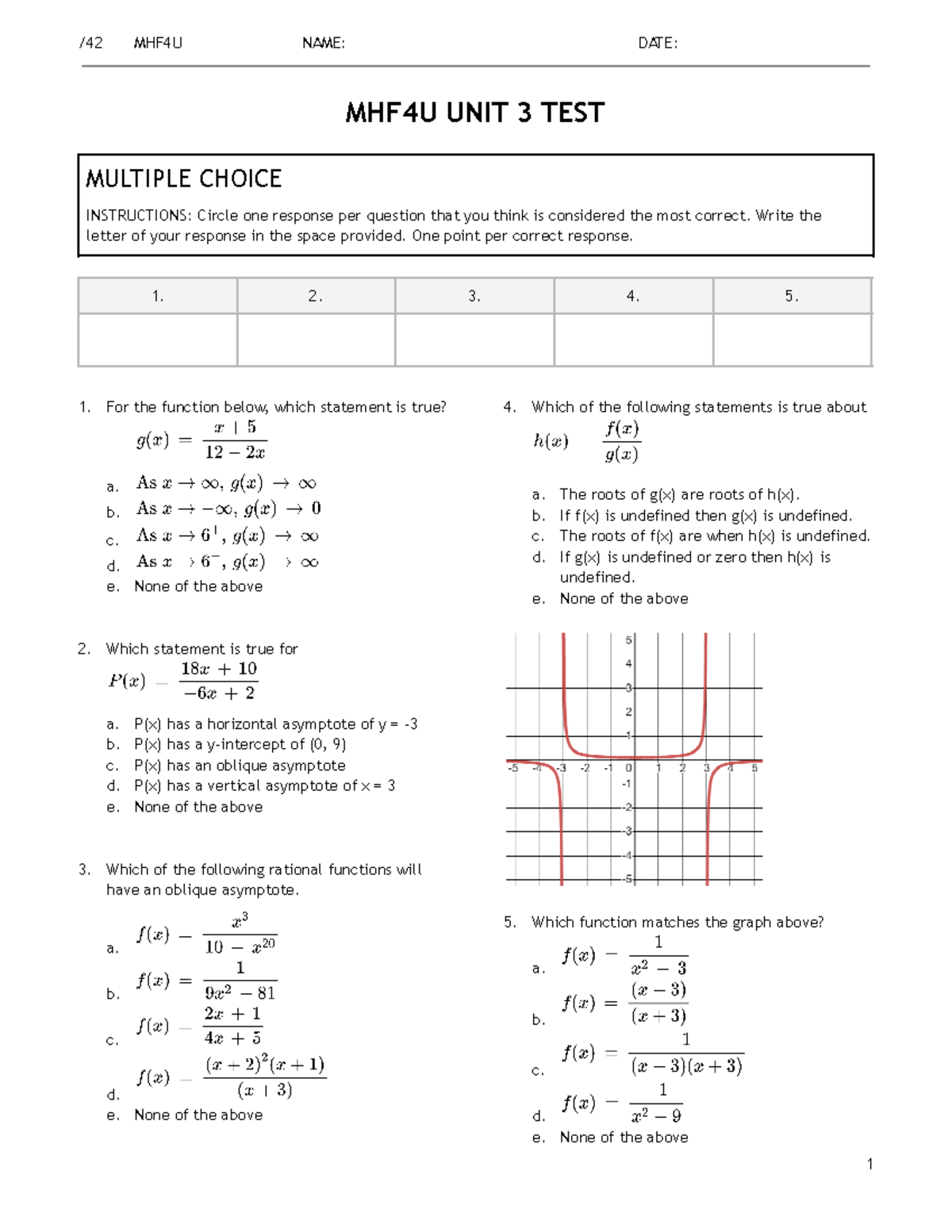 MHF4U UNIT 3 TEST virtual - /42 MHF4U NAME: DATE: MHF4U UNIT 3 TEST ...