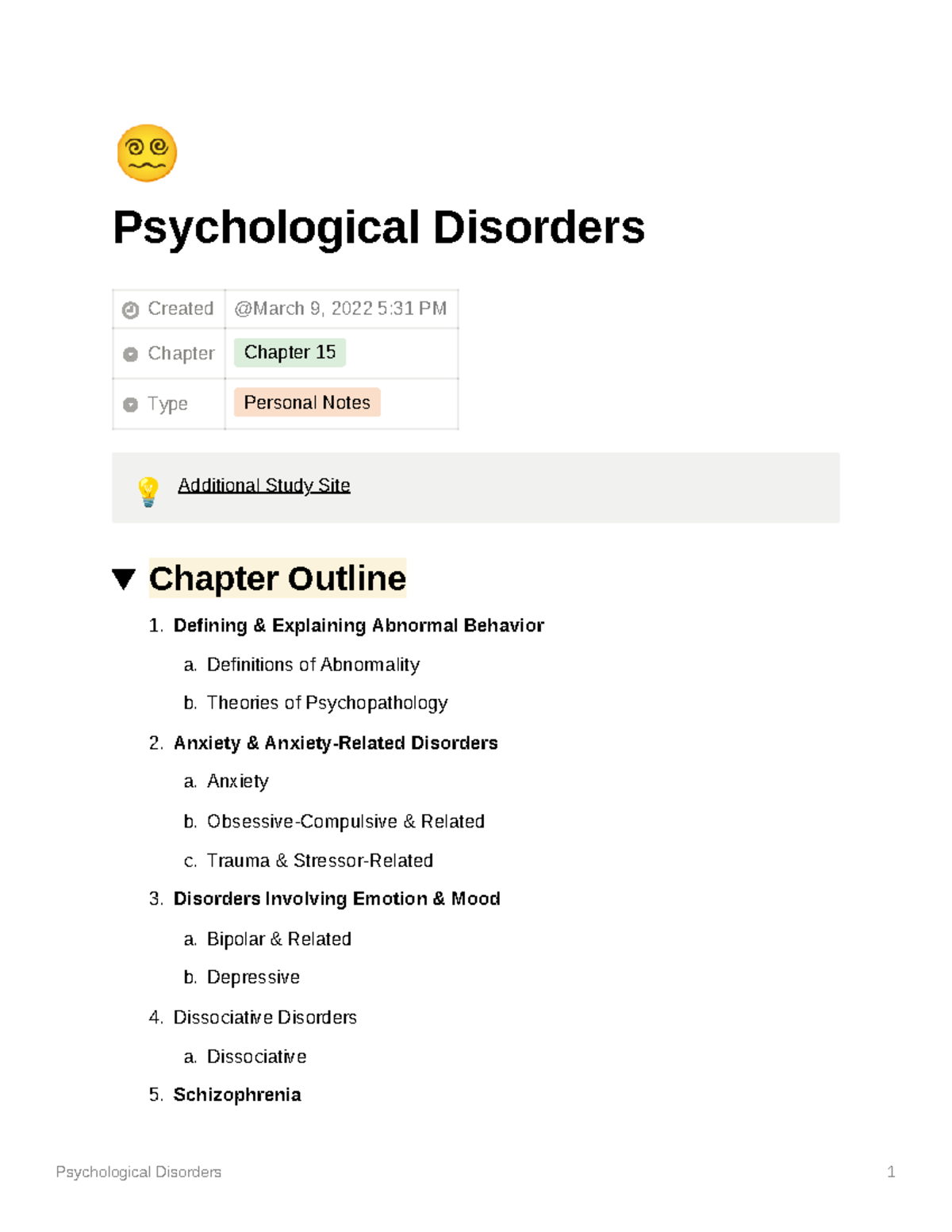 AP Psychology Chapter 15 Psychological Disorders - Psychological ...