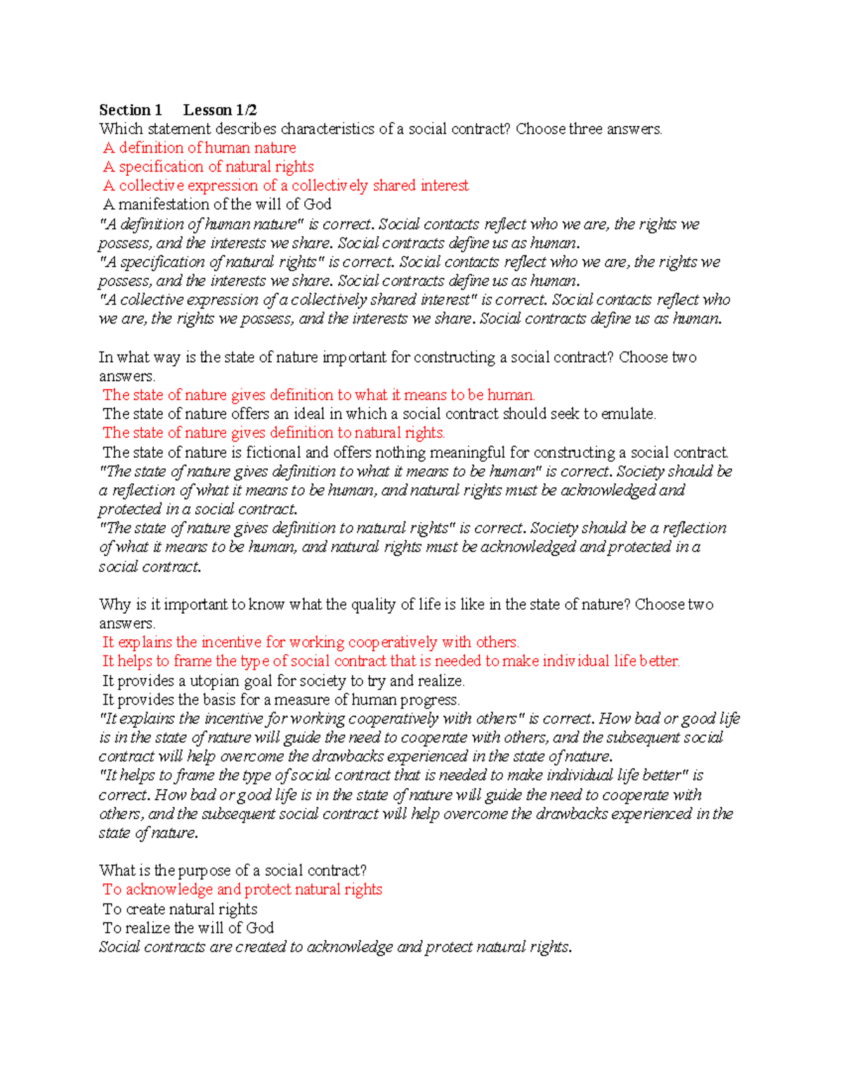 Section 1 Lesson 1 Summary American Politics and US Constitution