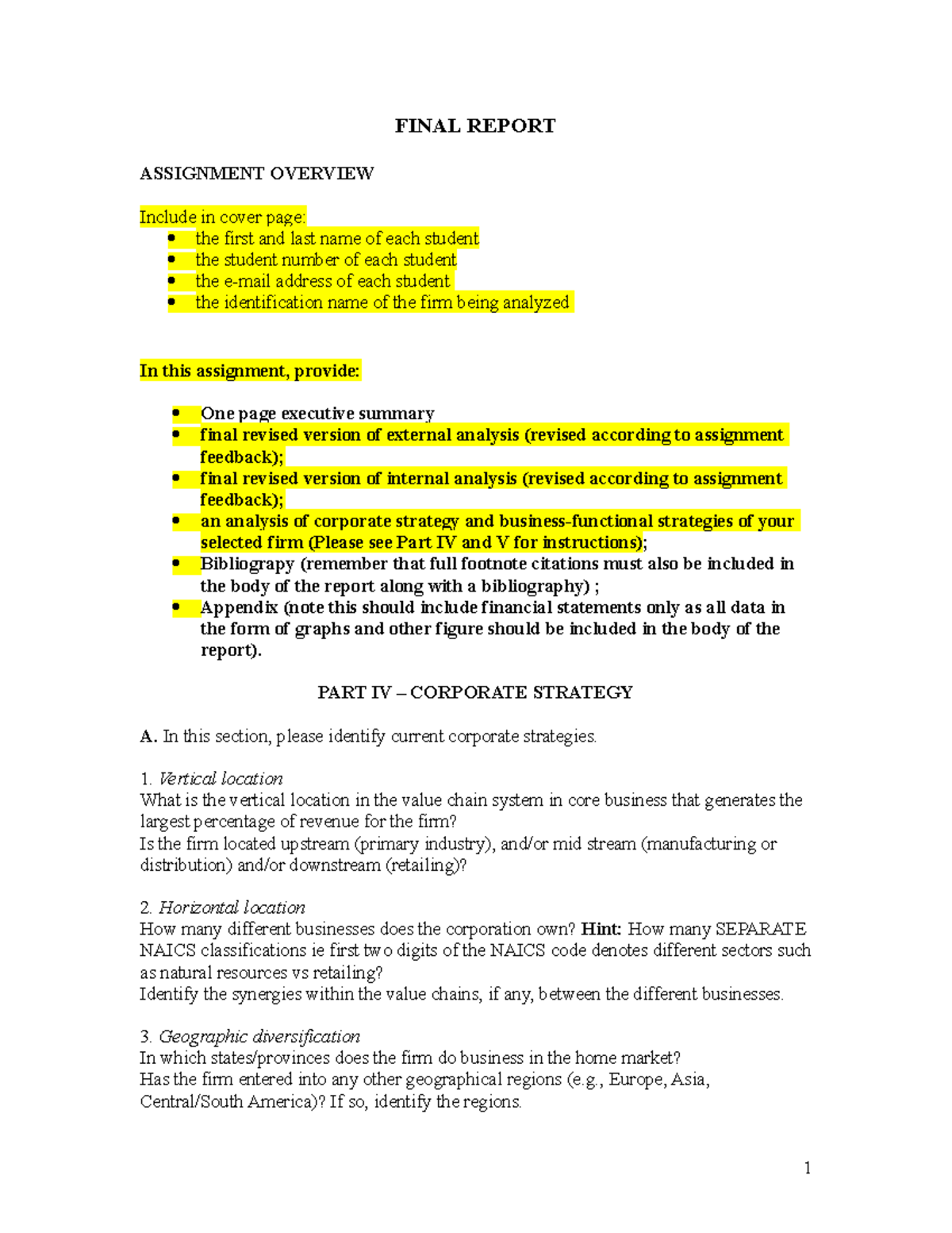 Assignment 3 - Final Report instructions - FINAL REPORT ASSIGNMENT ...