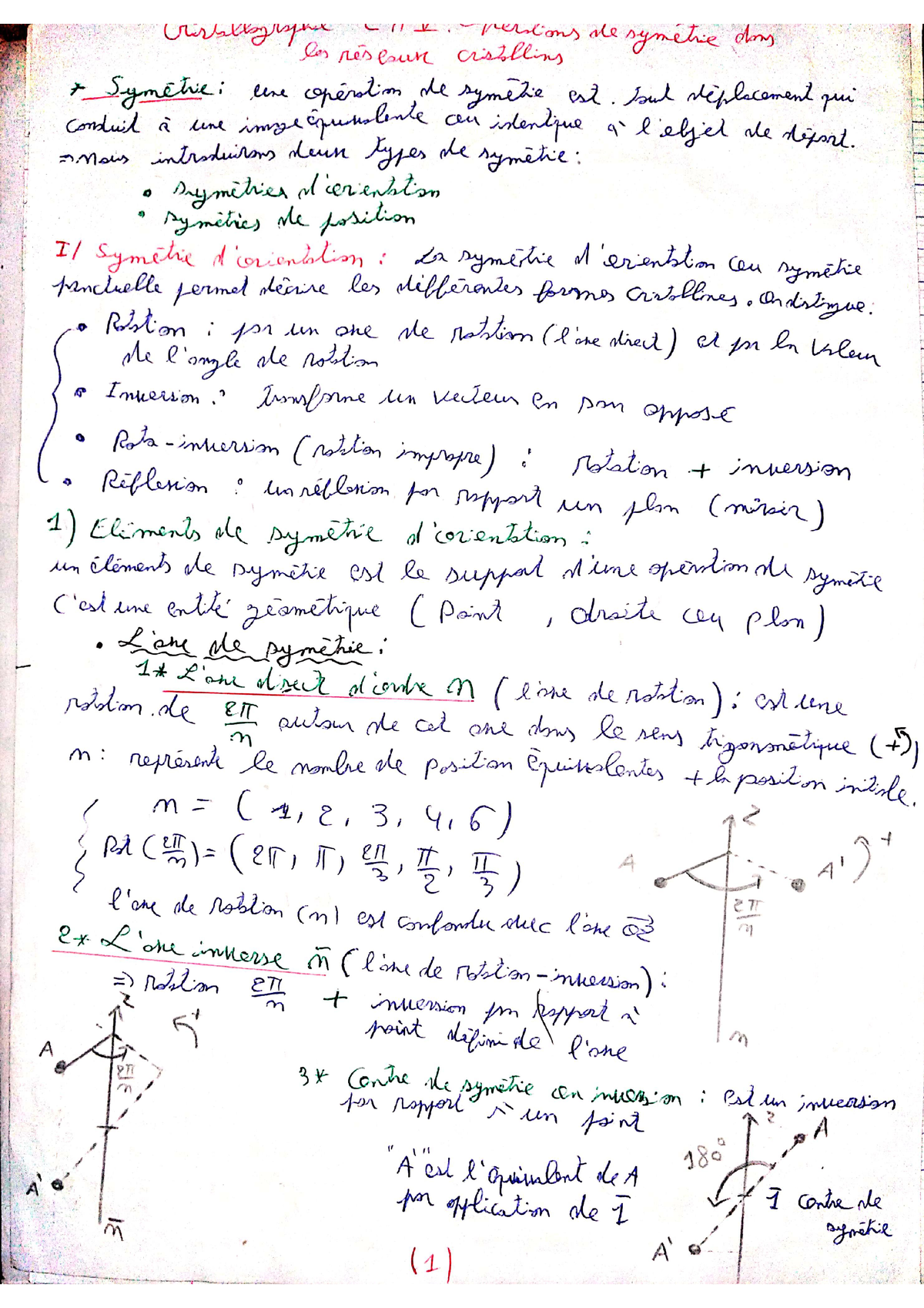 Cristallographique Résumé - Chimie Minérale - Studocu