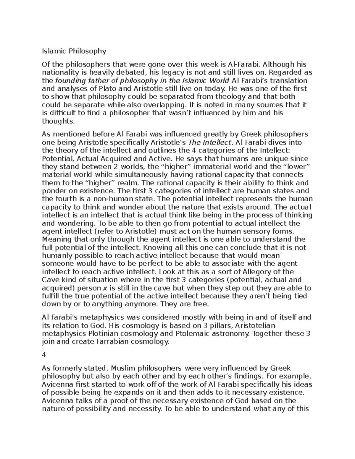 Islamic Philosophy - notes - Islamic Philosophy Of the philosophers ...