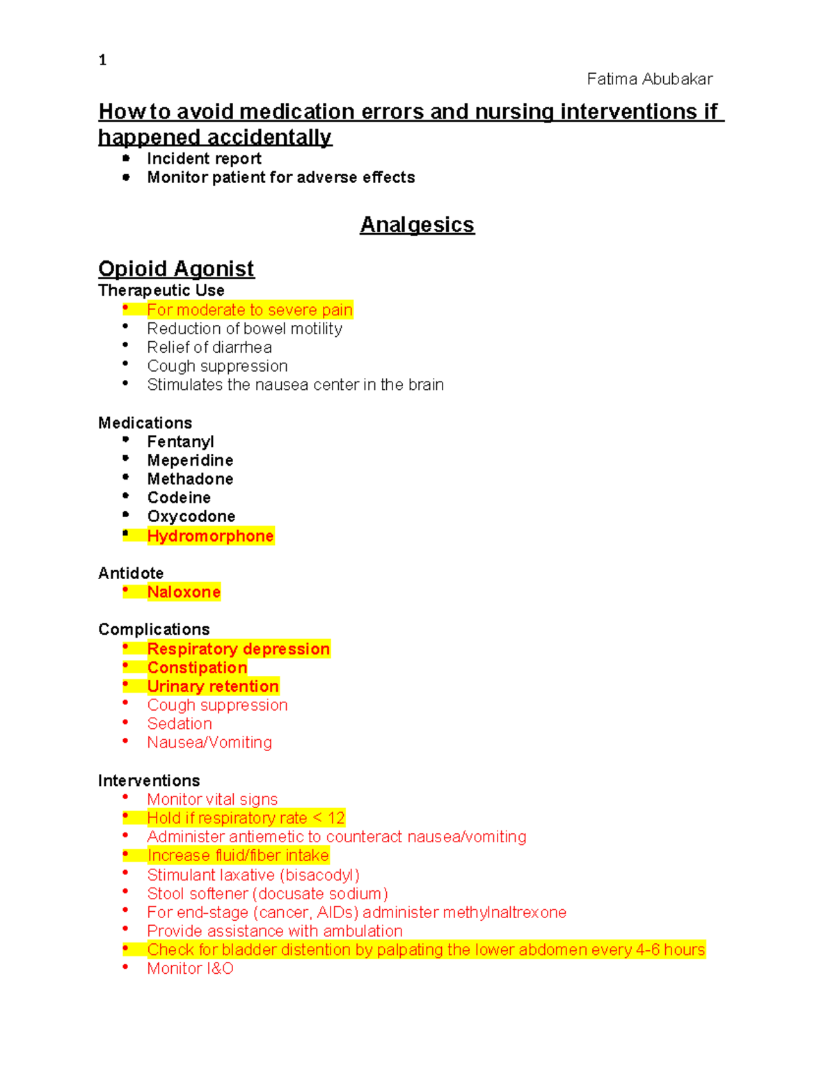Pharmacology Final Study Guide - Fatima Abubakar How to avoid ...