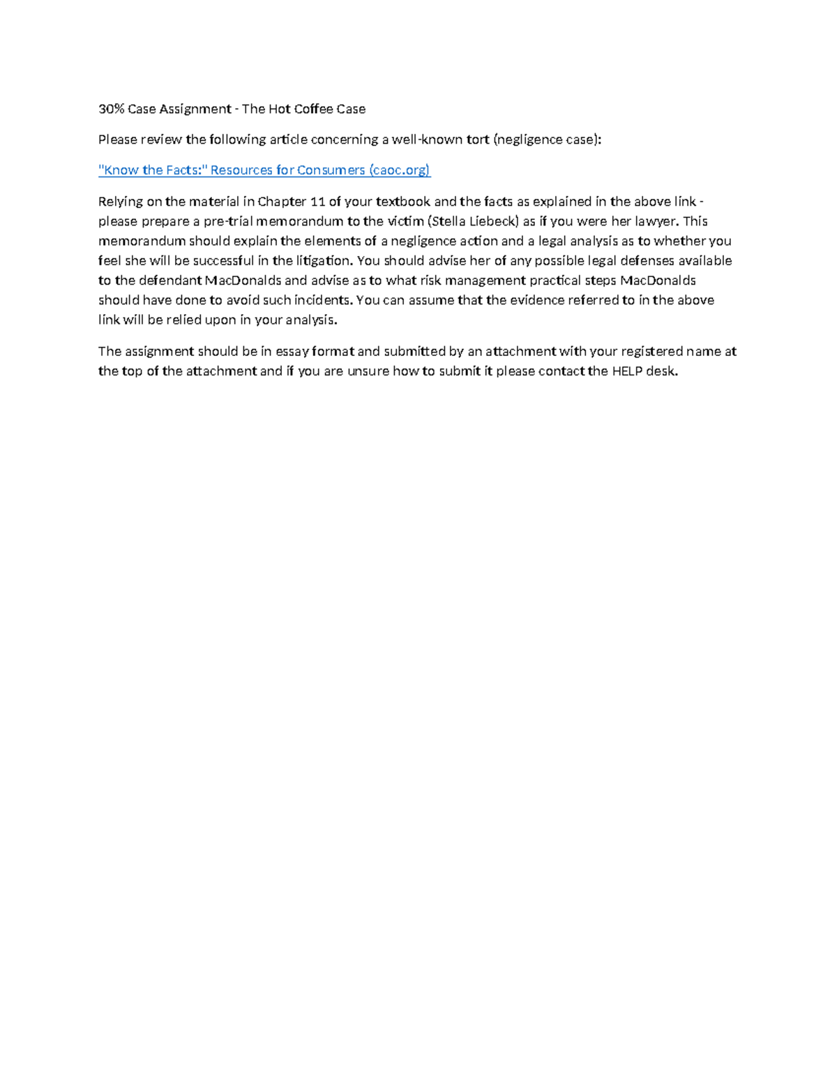 30% Case Analysis S2023 - 30% Case Assignment - The Hot Coffee Case ...
