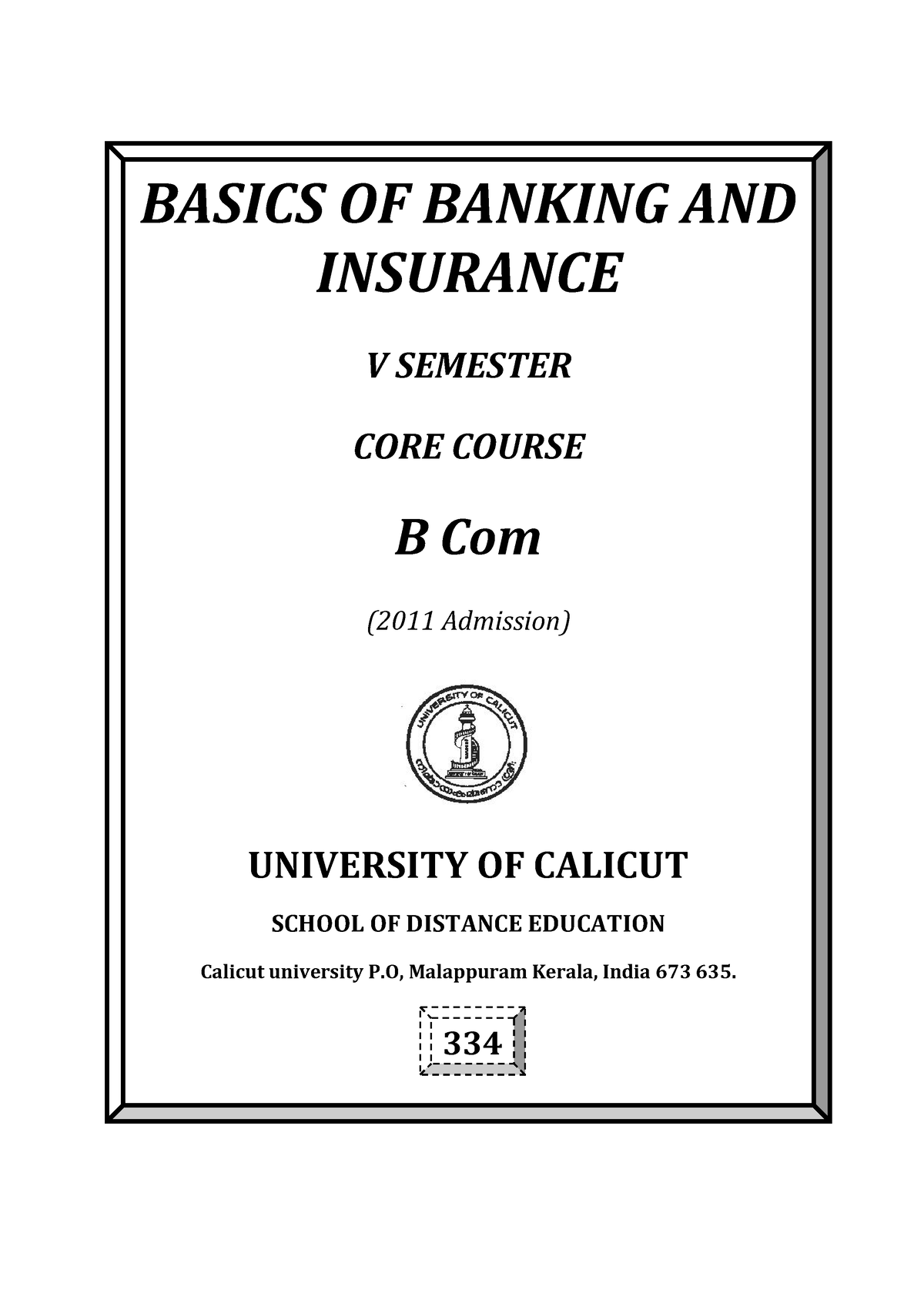 BCom Banking And Insurance - BASICS OF BANKING AND INSURANCE V SEMESTER ...