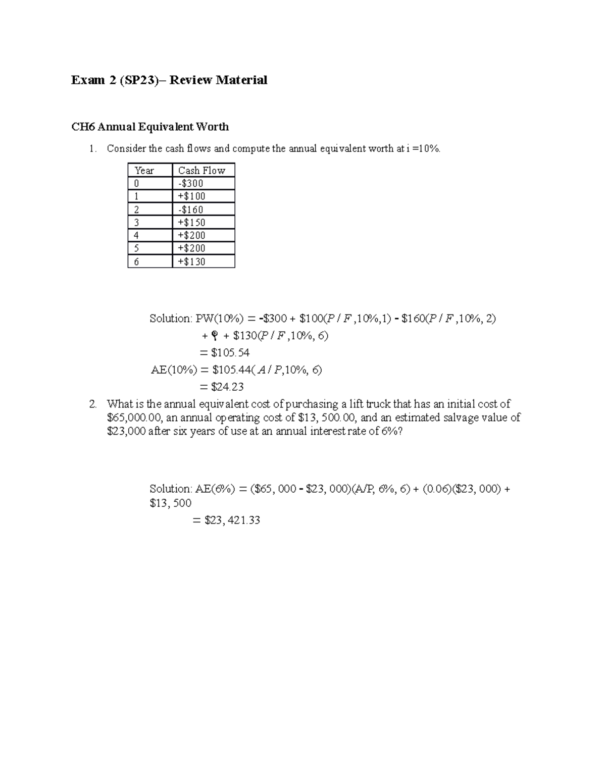 Exam 2 Student Extra Review Materials - Exam 2 (SP23)– Review Material ...