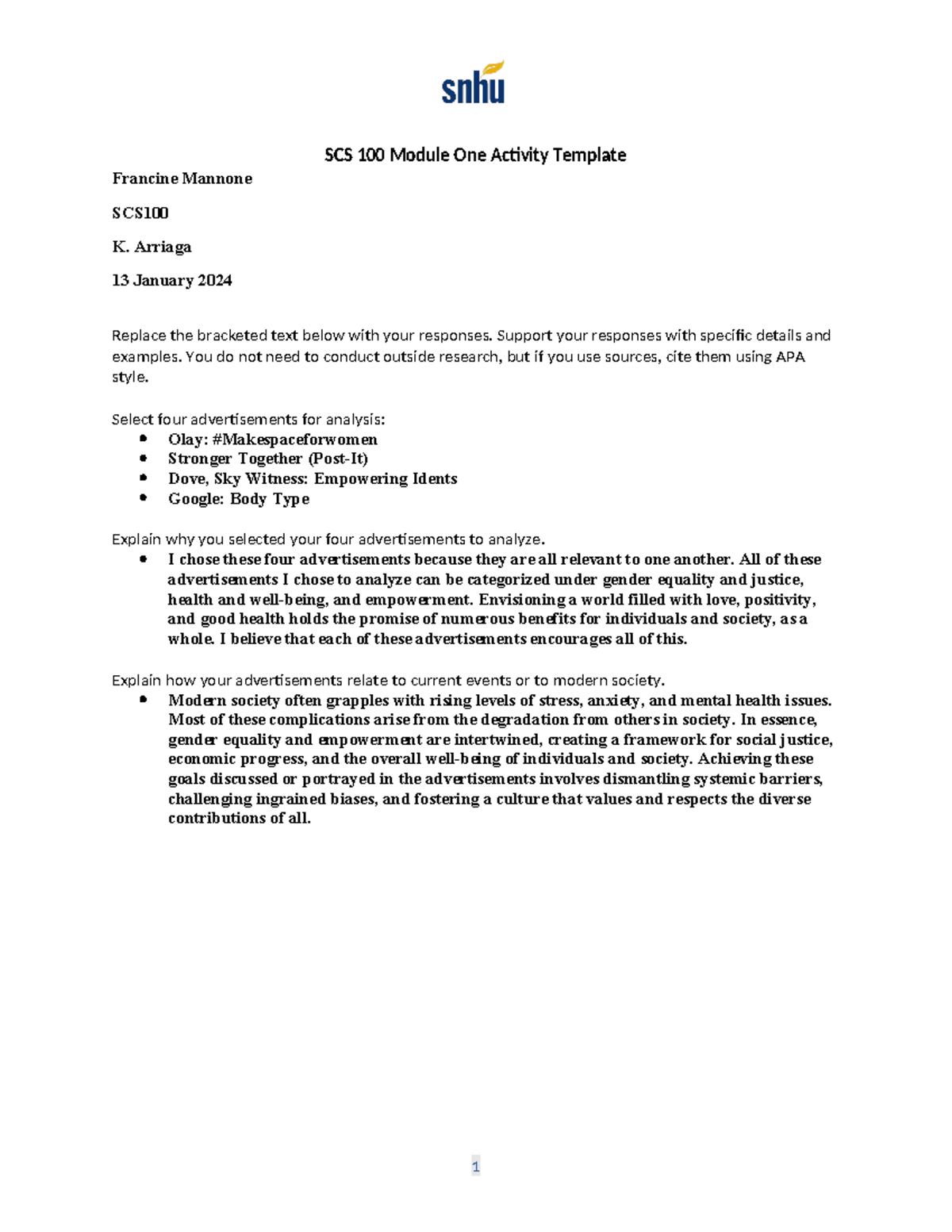 1-2 Assignment - module 1 - SCS 100 Module One Activity Template ...