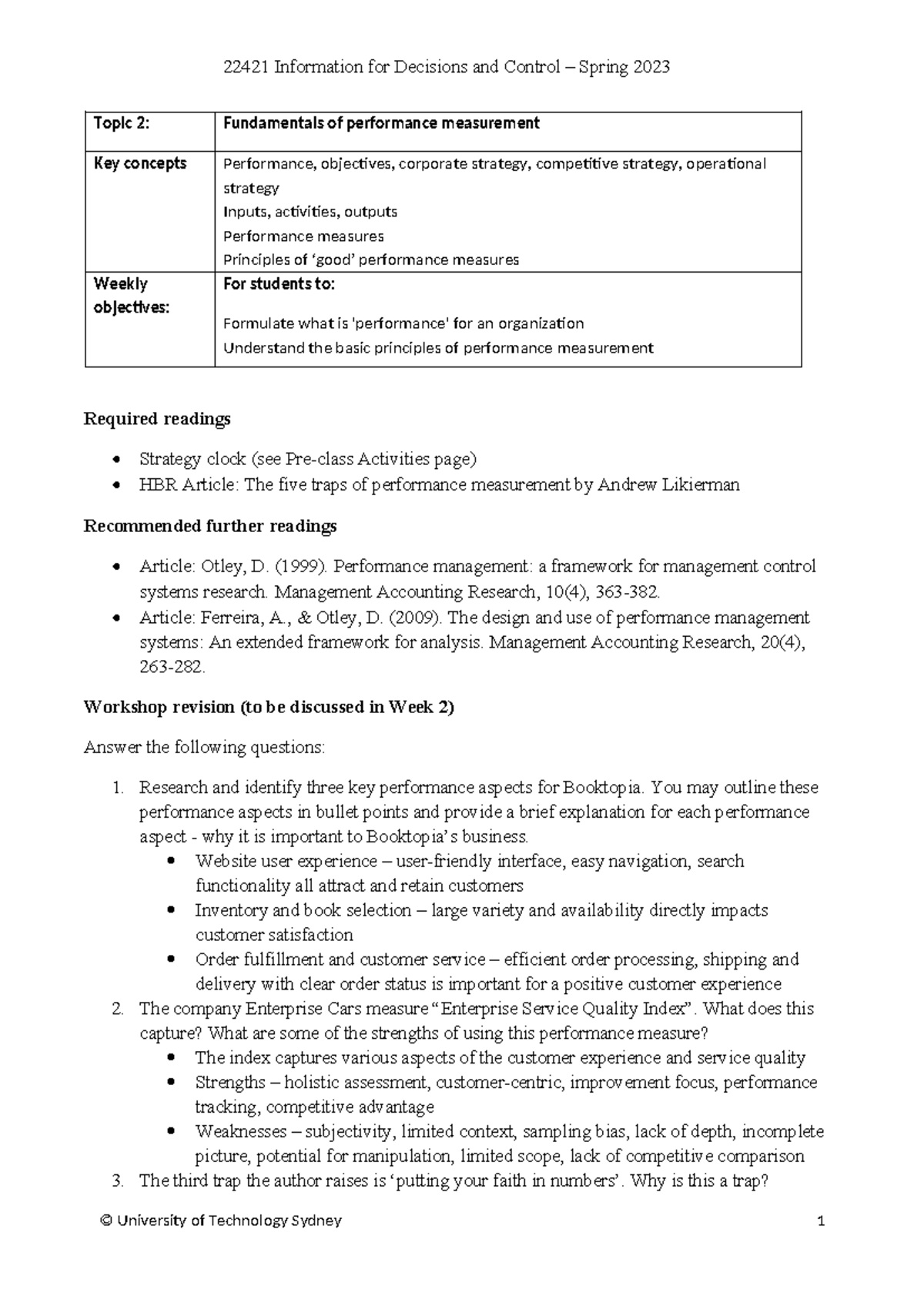 Wk 2 Pre-Class Activities - Topic 2: Fundamentals of performance ...