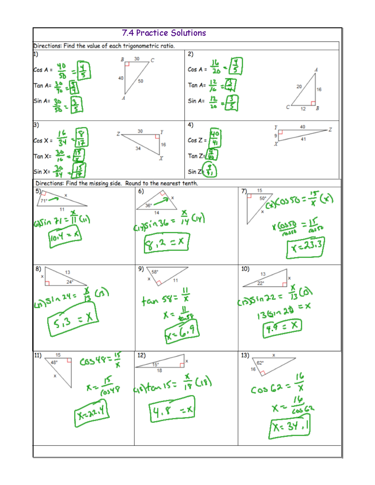 trigonometric ratios assignment edgenuity answers