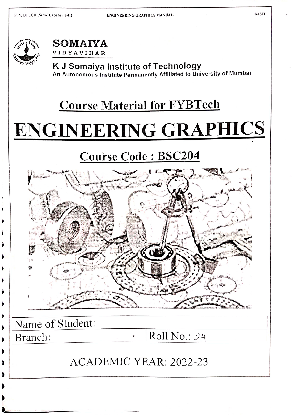 Engineering Graphics Practice Book - F. Y. BTECL.(Sem-1I) (Scheme-1I ...