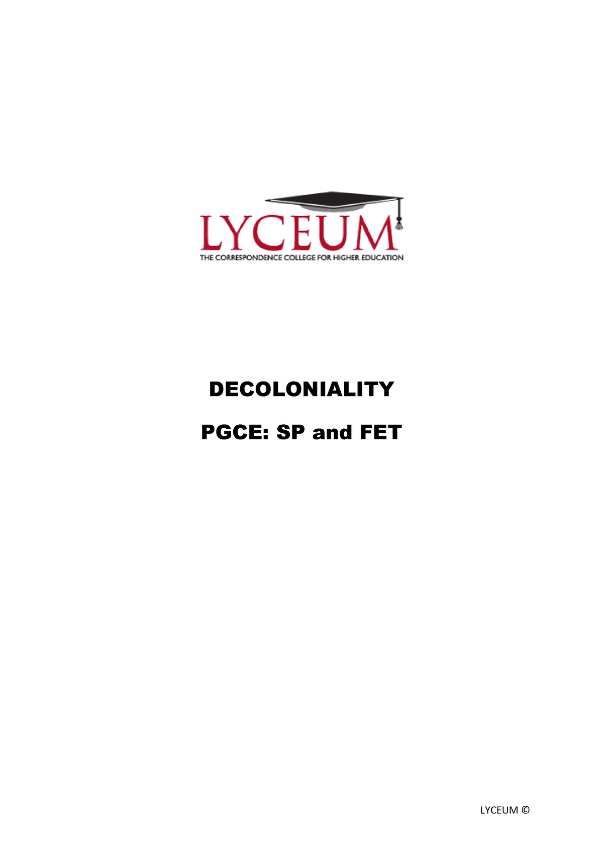 Decolonialty SP and FET Module Guide DCL1437N - LYCEUM © DECOLONIALITY ...