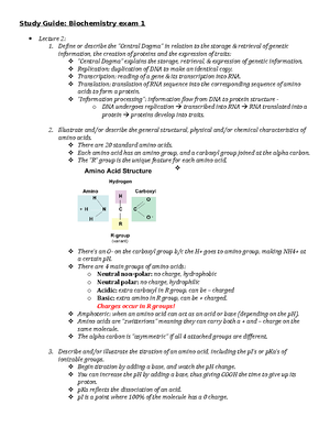 Biochemistry Study Guide - BIOCH 305 - Clemson - Studocu