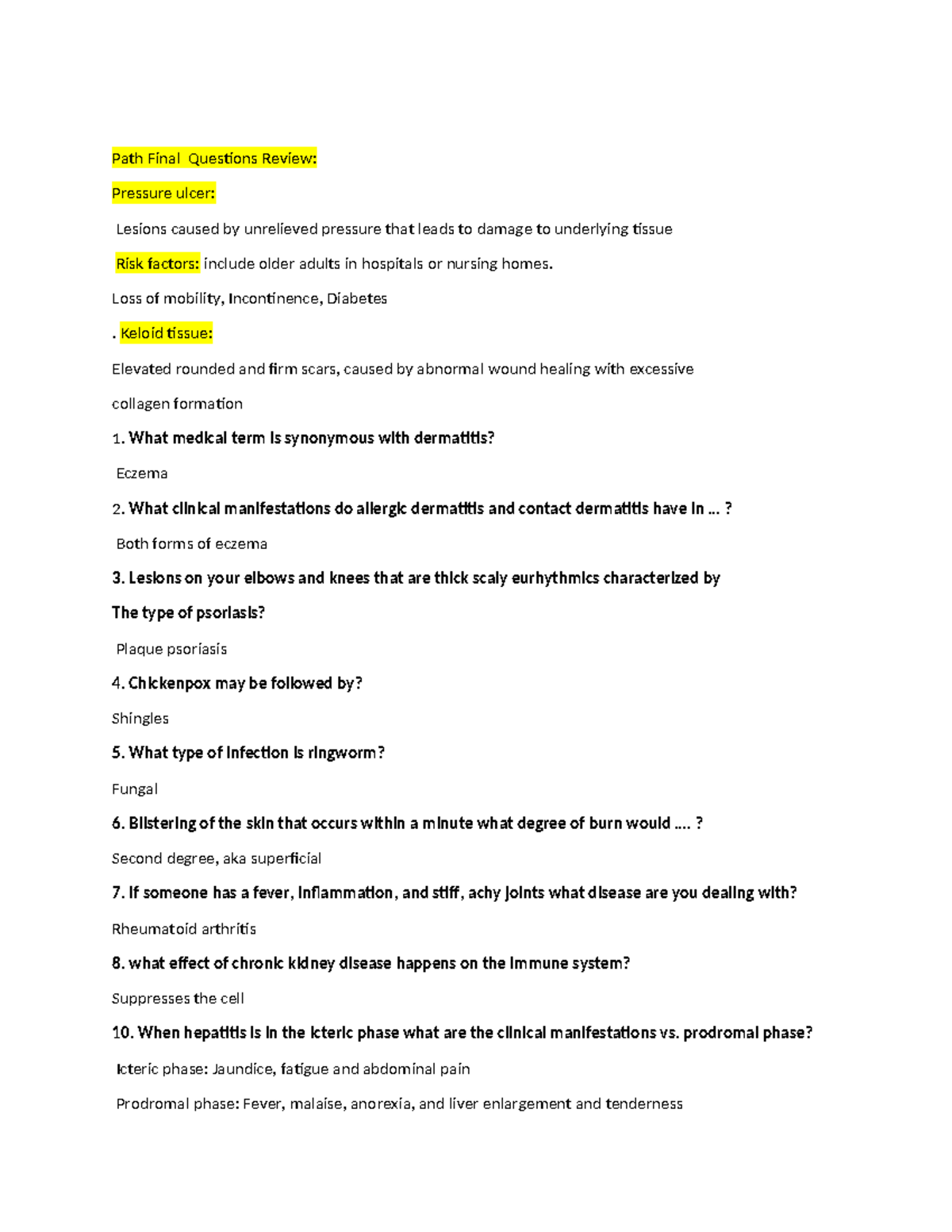 Path Final Questions Review - Path Final Questions Review: Pressure ...